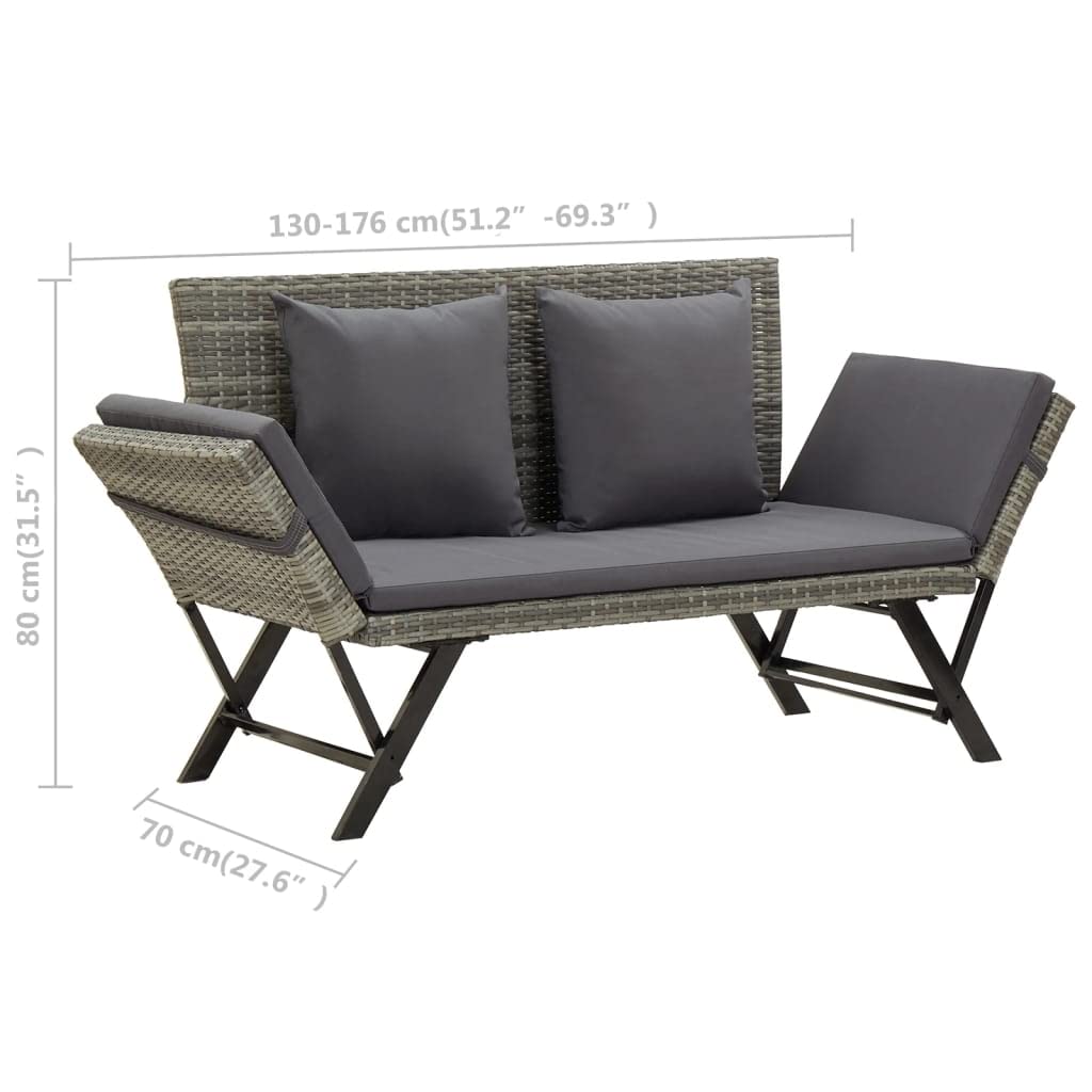 Outdoor Patio Bench with Cushions - 69.3