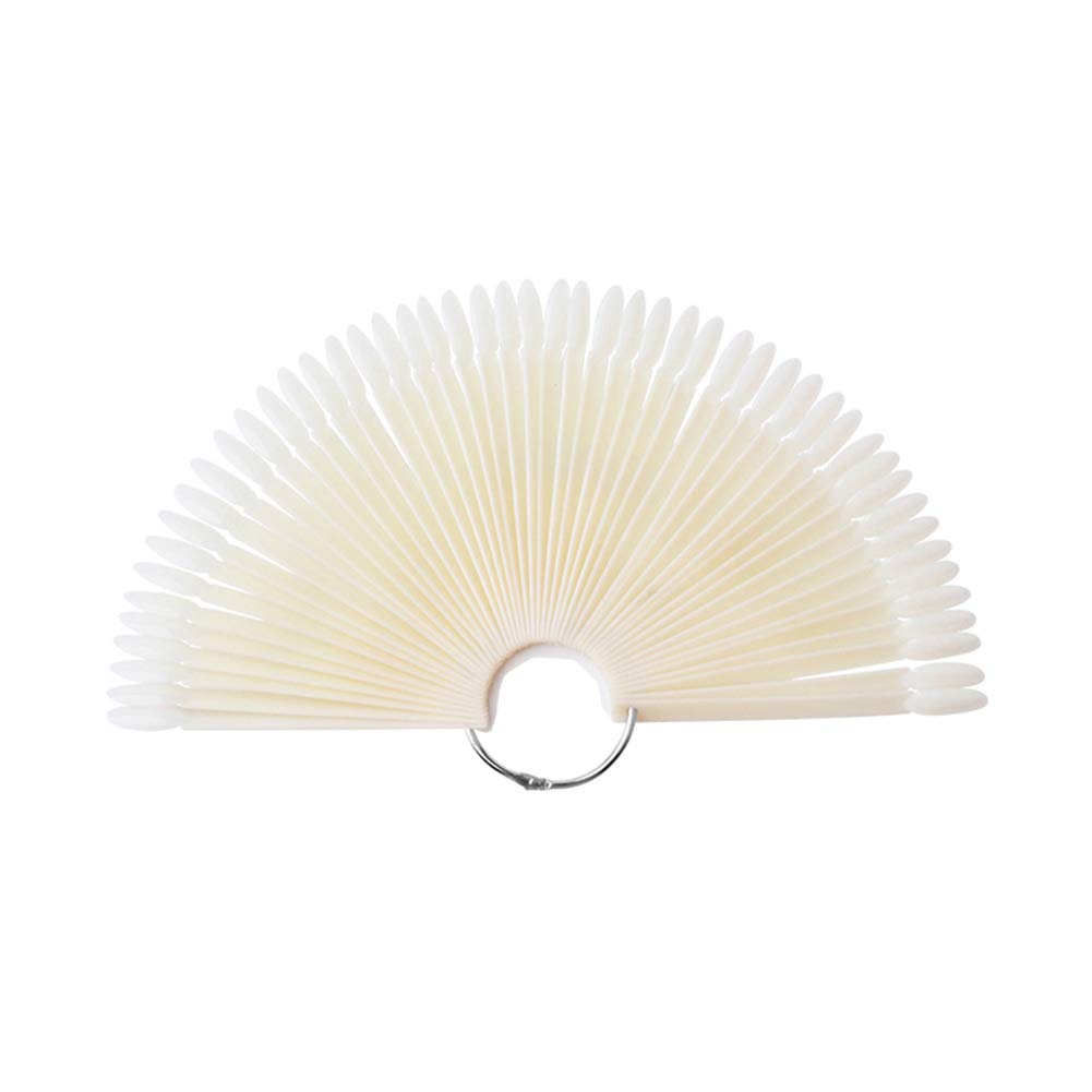 AKOAK 50 Pieces Fake Nail Art Tips Display - Natural Color Fan Nail Display for Salon & DIY, Nail Polish Display Stand for Manicure Practice, Home Nail Art Supplies for Beginners & Professionals