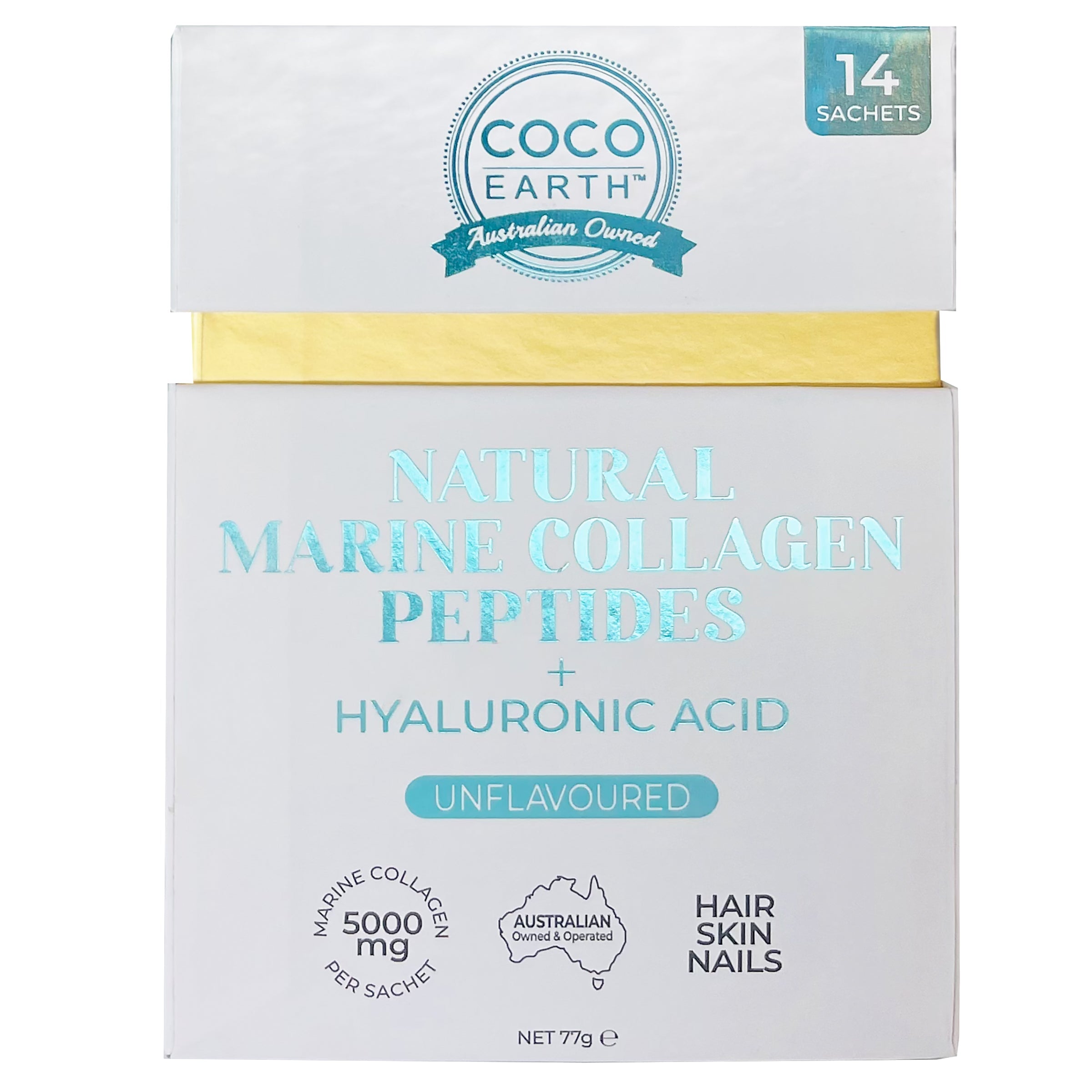 Premium Marine Collagen Peptides Powder - Unflavored Sachets for Skin, Hair & Joint Support | Ideal for Smoothies, Coffee & Baking | Coco Earth Collagen Supplement