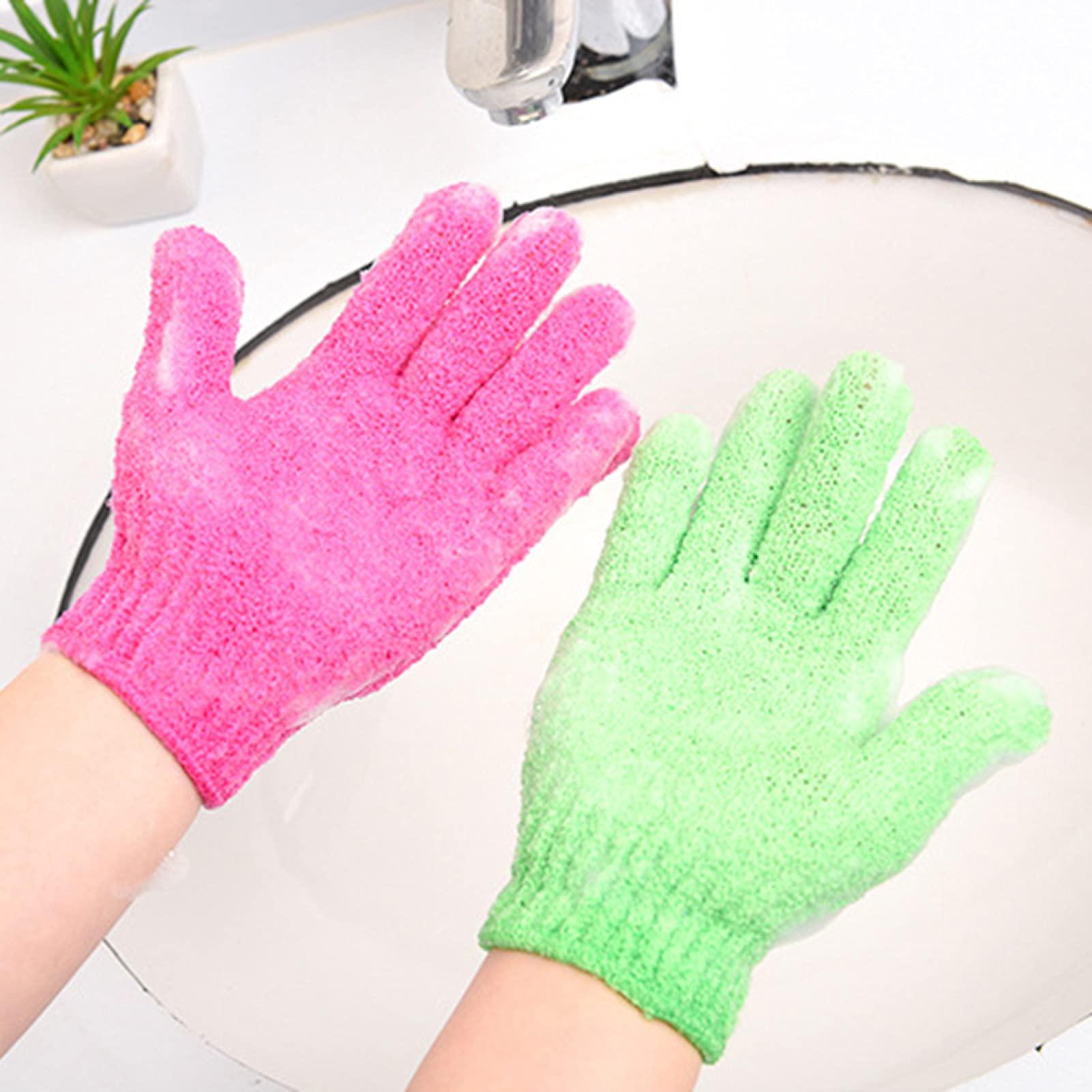 Exfoliating Bath Glove - Back Scrubber Towel & Sponge Ball for Shower, Spa & Skin Care - Solid Color Body Scrub Massager (Random Color) - Perfect for Deep Cleansing, Dead Skin Removal & Relaxing Massage