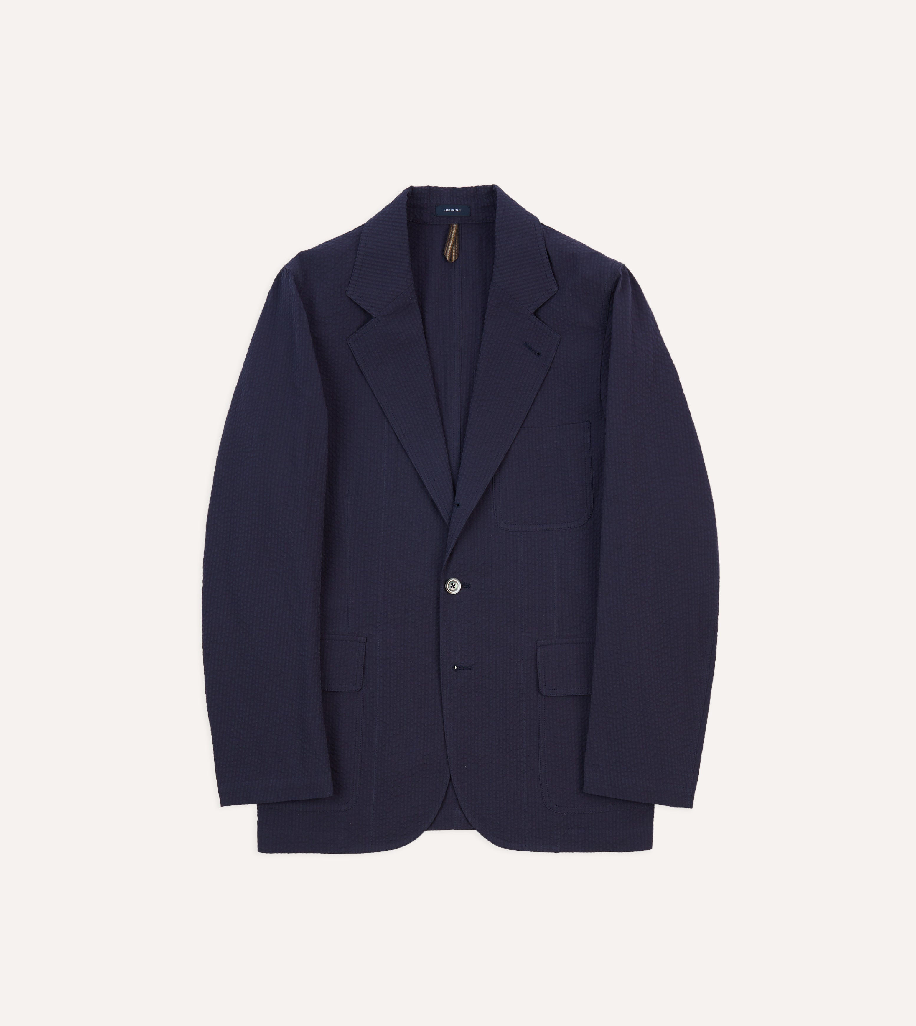 Navy Blue Seersucker Blazer for Men - Lightweight Summer Sports Coat - Perfect for Weddings, Parties & Outdoor Events