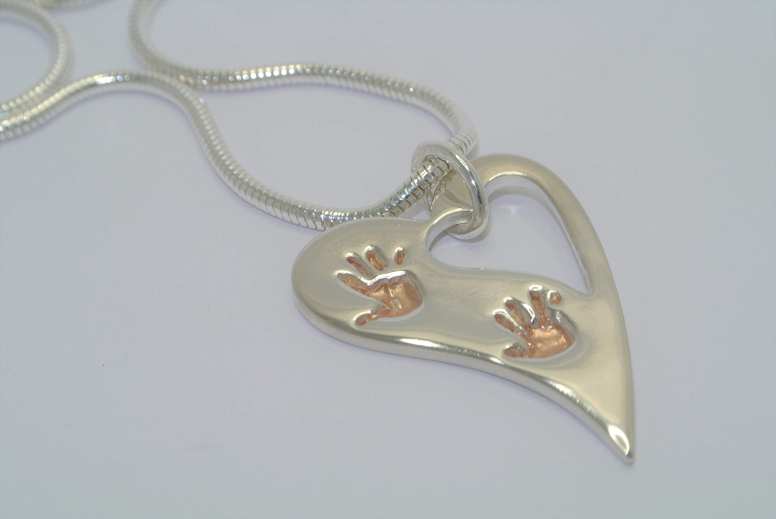 Personalized Handprint Rose Gold Heart Necklace - Custom Baby Handprint & Footprint Jewelry for Mom | Unique Mother's Day Gift, Baby Shower Present, Keepsake for Newborn Memory