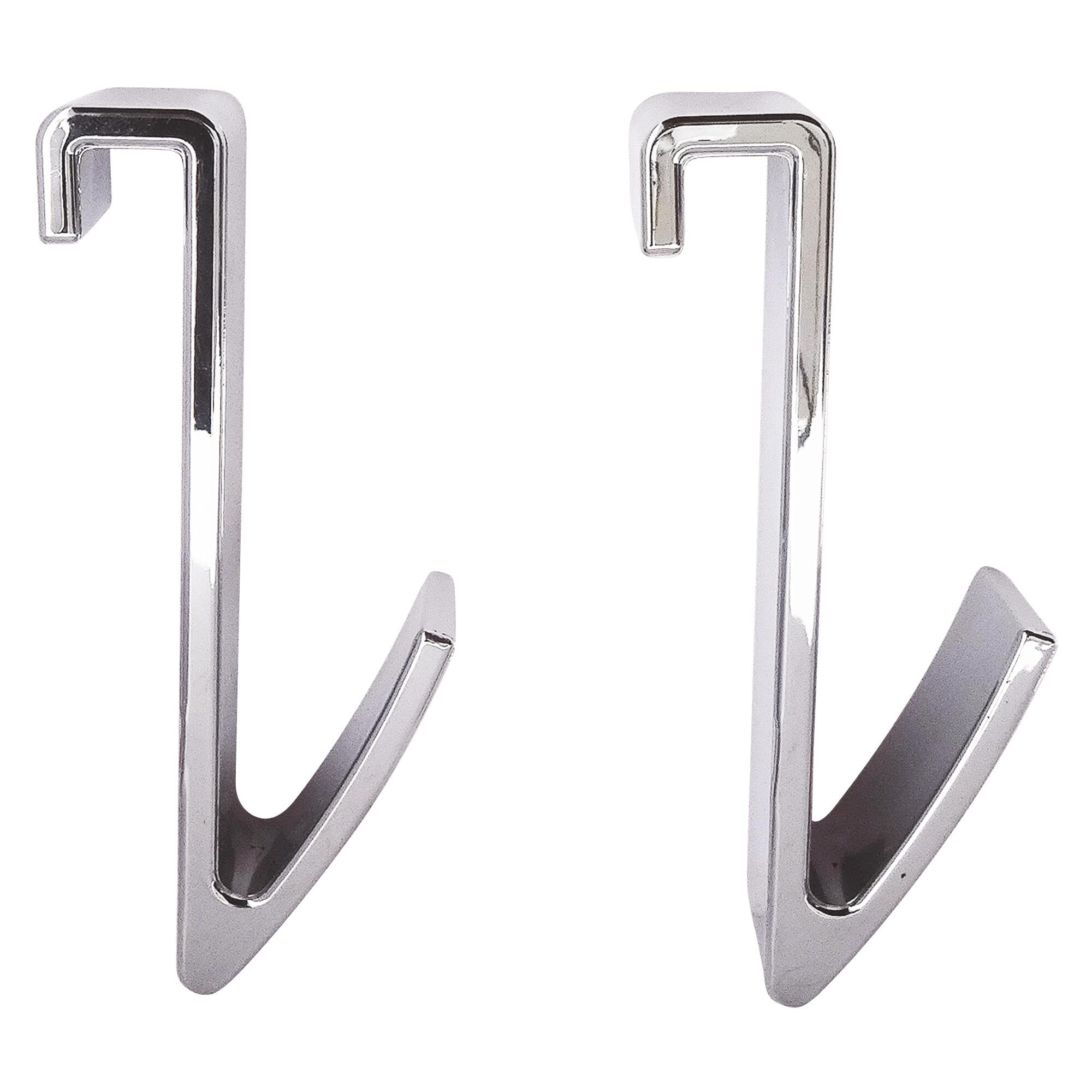 Somatherm SPC 2-Pack Stainless Steel Flat Tube Hooks - Chrome & Grey Finish | Perfect for Hanging Towels, Robes & Kitchen Utensils in Bathroom, Kitchen & Laundry Room