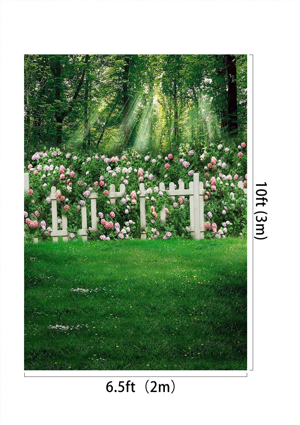 6.5x10ft Green Grass with Pink Flowers Microfiber Photography Backdrop - Spring Garden Photo Background for Easter Party, Family Portraits & Studio Decor