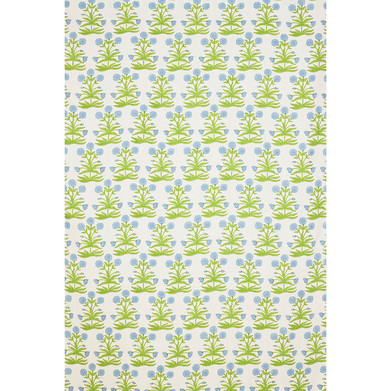 Premium Mughal Block Printed Linen Fabric - Sky Pistachio Color | Handcrafted Home Decor, Bohemian Clothing & DIY Craft Projects