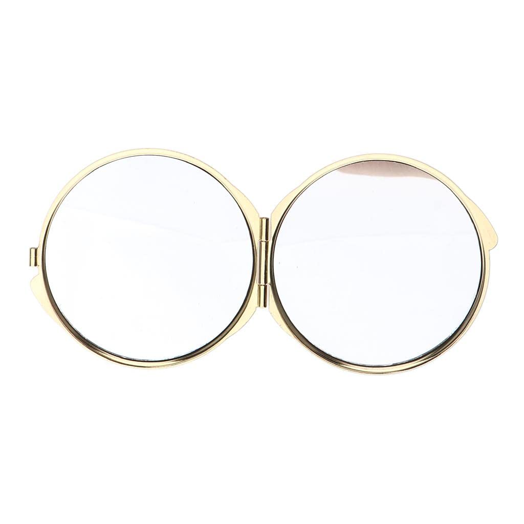 VMS INDIA Dual-Sided Makeup Mirror with Lights, Round Folding Vanity Mirror for Bathroom & Dorm - Golden Frame | Perfect for Makeup Application, Skincare Routine & Travel