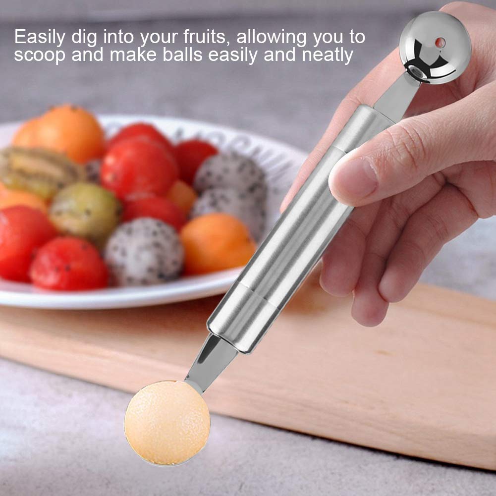 Premium Stainless Steel Watermelon Baller & Fruit Carving Knife - Dual-Ended Kitchen Tool for Melon Balls & Fruit Carving - Perfect for Summer BBQs, Fruit Platters & Cocktail Garnishes