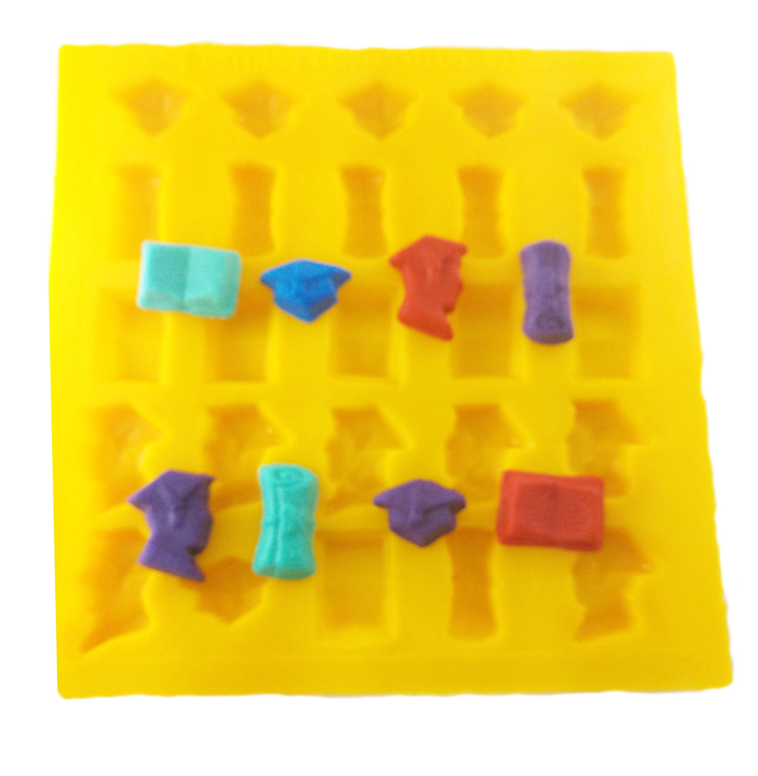 25 Cavity Graduation Silicone Candy Molds for Cream Cheese Mints, Candy Melts, Fondant & Caramels - Flexible Baking Molds for Party Treats & DIY Desserts