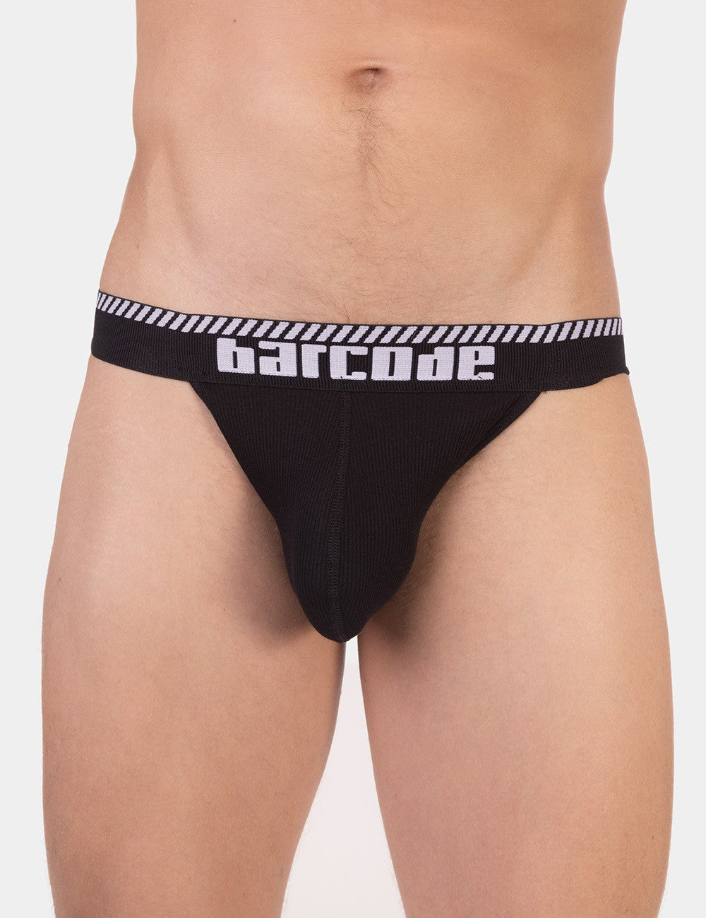 Barcode Berlin Kavan Ribbed Cotton Jockstrap for Men - Black - Comfortable Underwear for Workout, Gym & Sports