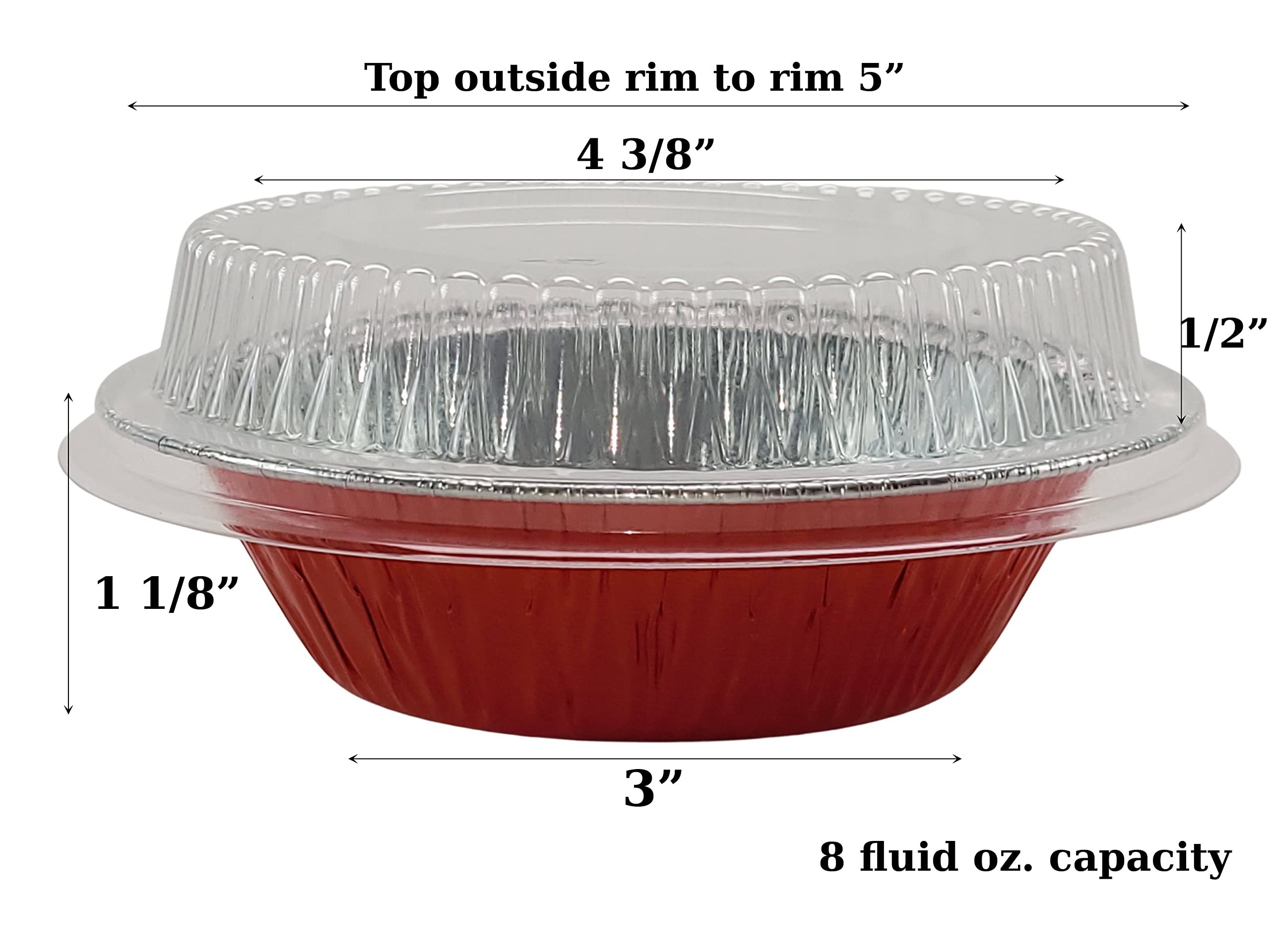 KitchenDance 5 Inch Mini Pie Tins with Lids - Premium Aluminum Pie Pans for Baking Pies, Tarts, Cobblers & Cakes - Reusable & Durable for Home & Professional Kitchens (250-Pack, Red) - Perfect for Holiday Baking, Party Desserts & Meal Prep