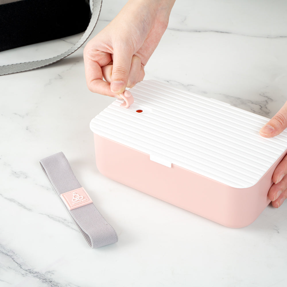 Bento Tek 34 oz Pink Buddha Box Lunch Container with White Lid - 7.5