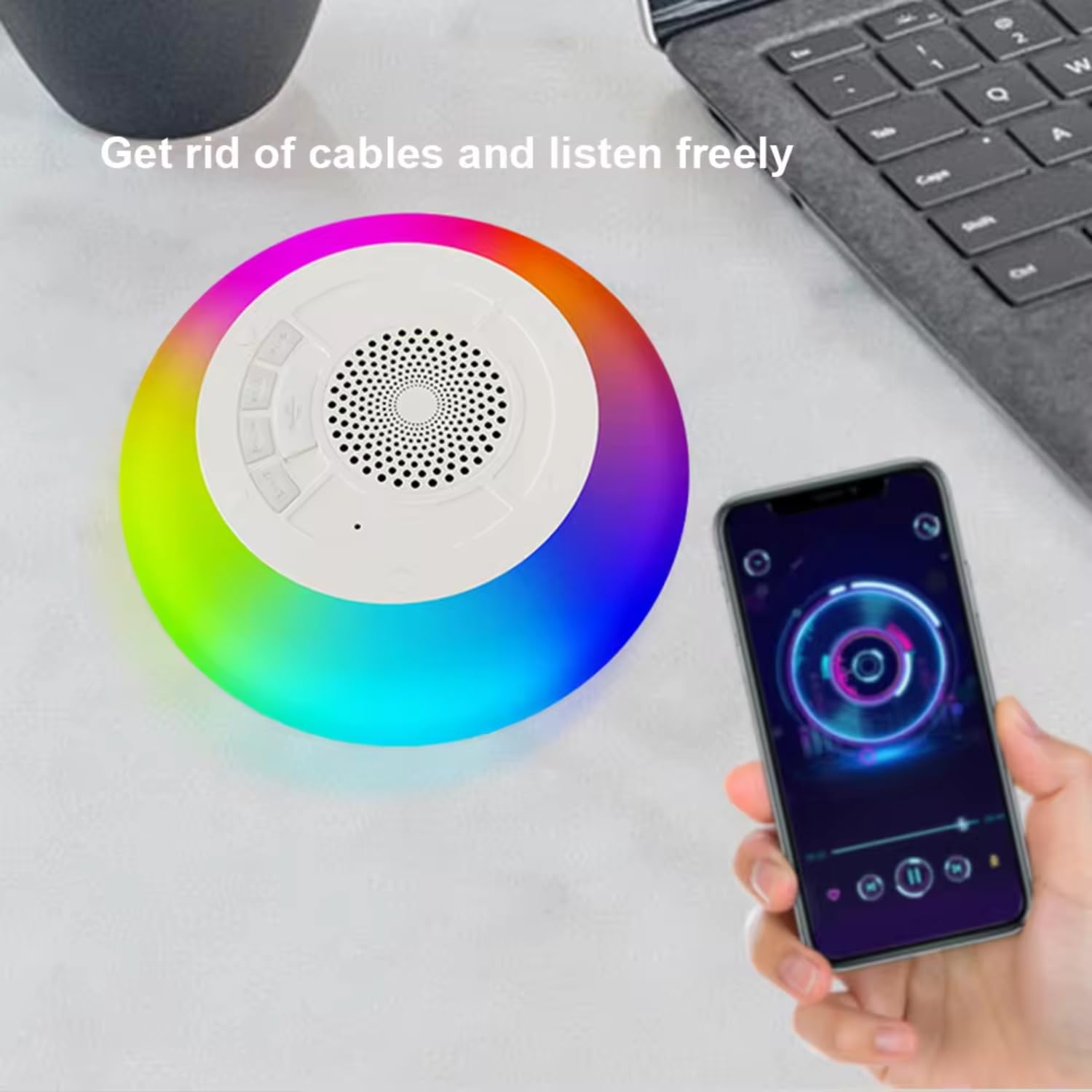 Portable Bluetooth Speaker with Colorful Lights, IPX7 Waterproof Floating Pool Speaker, 8 Light Modes, Hands-Free Hot Tub & Jacuzzi Speaker, Perfect for Pool Parties, Beach Trips, and Outdoor Adventures
