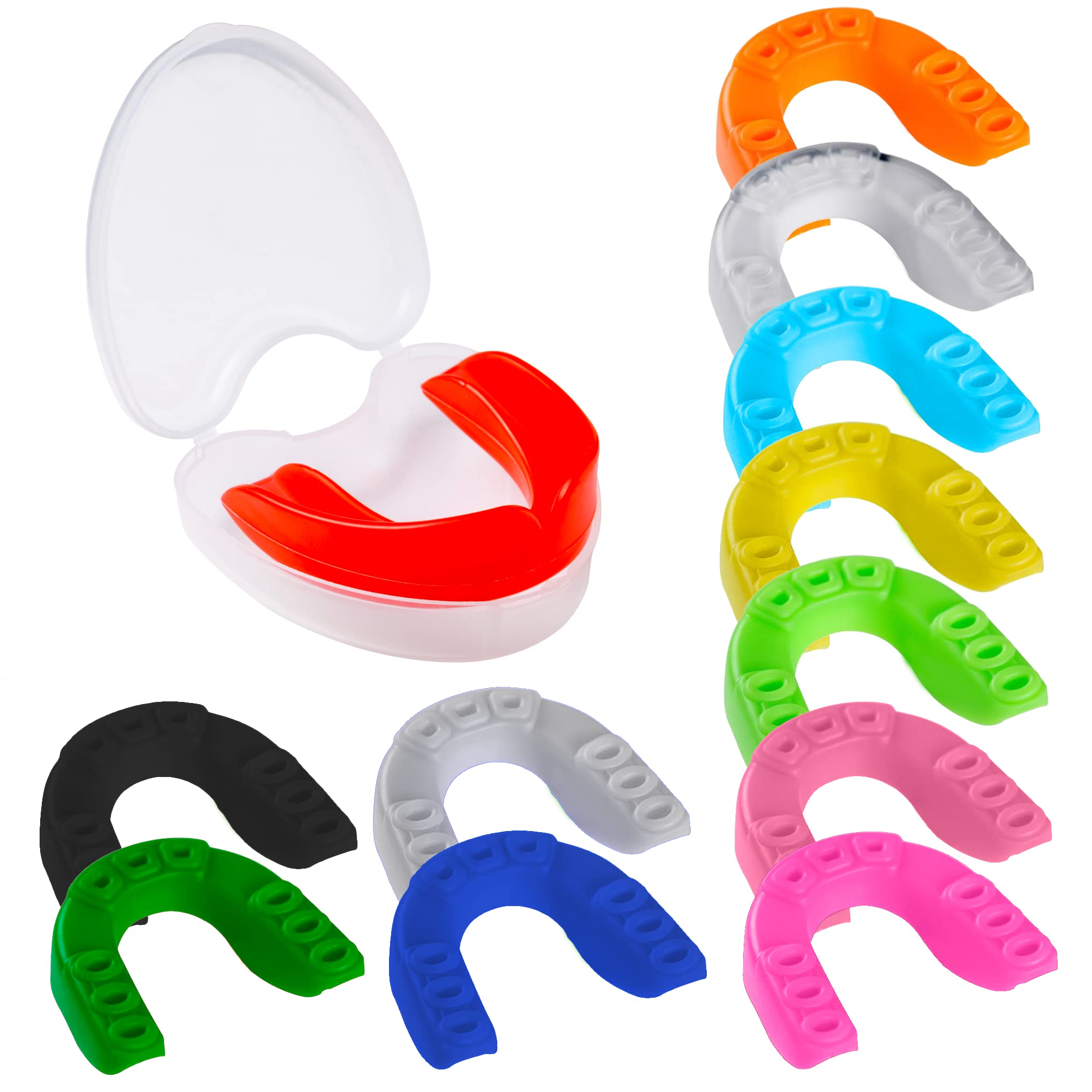 Youth Mouth Guard with Protective Case | 12 Color Options for Sports & Sleep | Football & Contact Sports Mouth Protection | Perfect for Boxing, MMA, Rugby & Nighttime Teeth Grinding (Black)