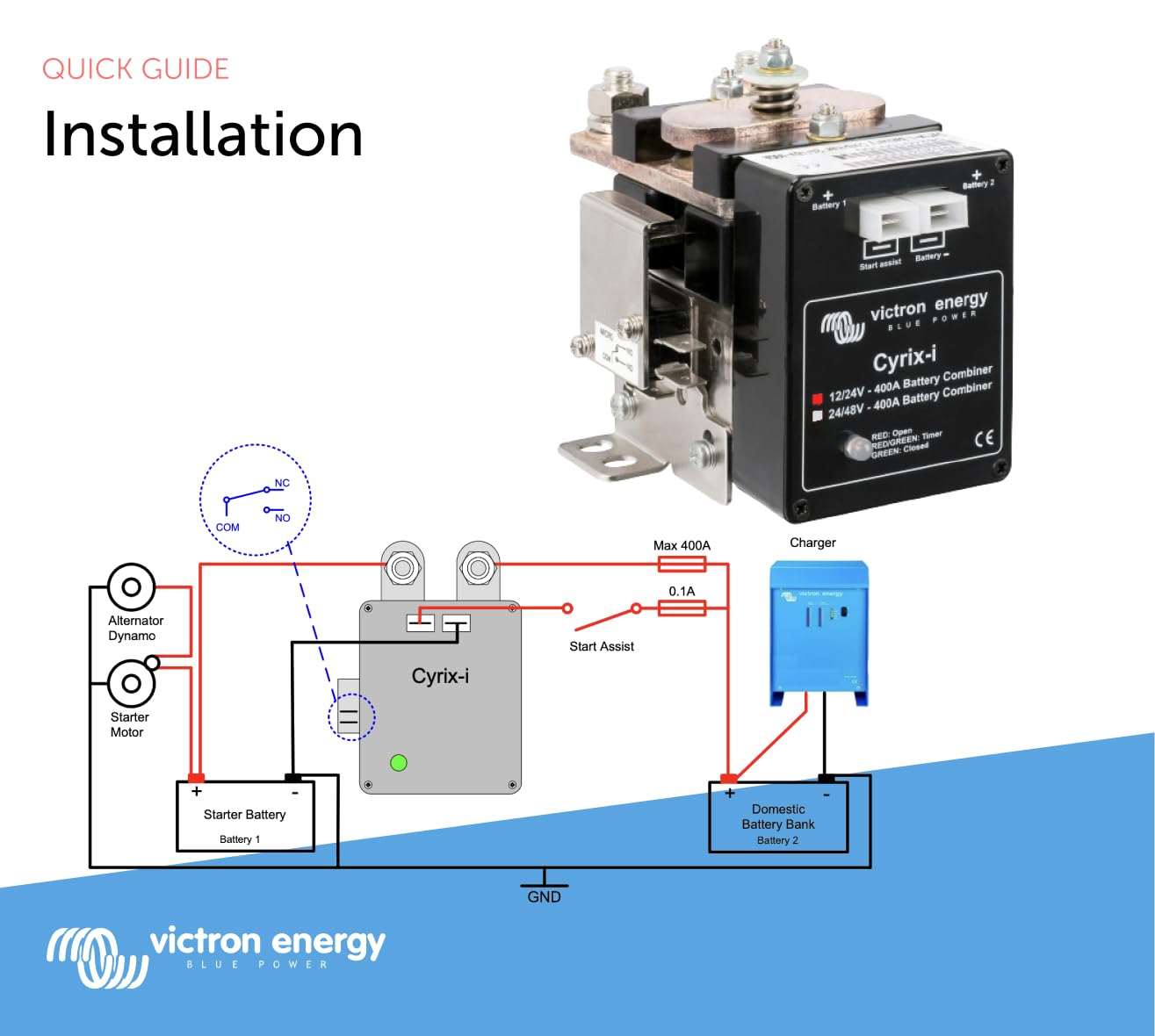 Victron Energy Cyrix-i 12/24V 400A Smart Battery Combiner - Marine, RV & Off-Grid Power System Solution
