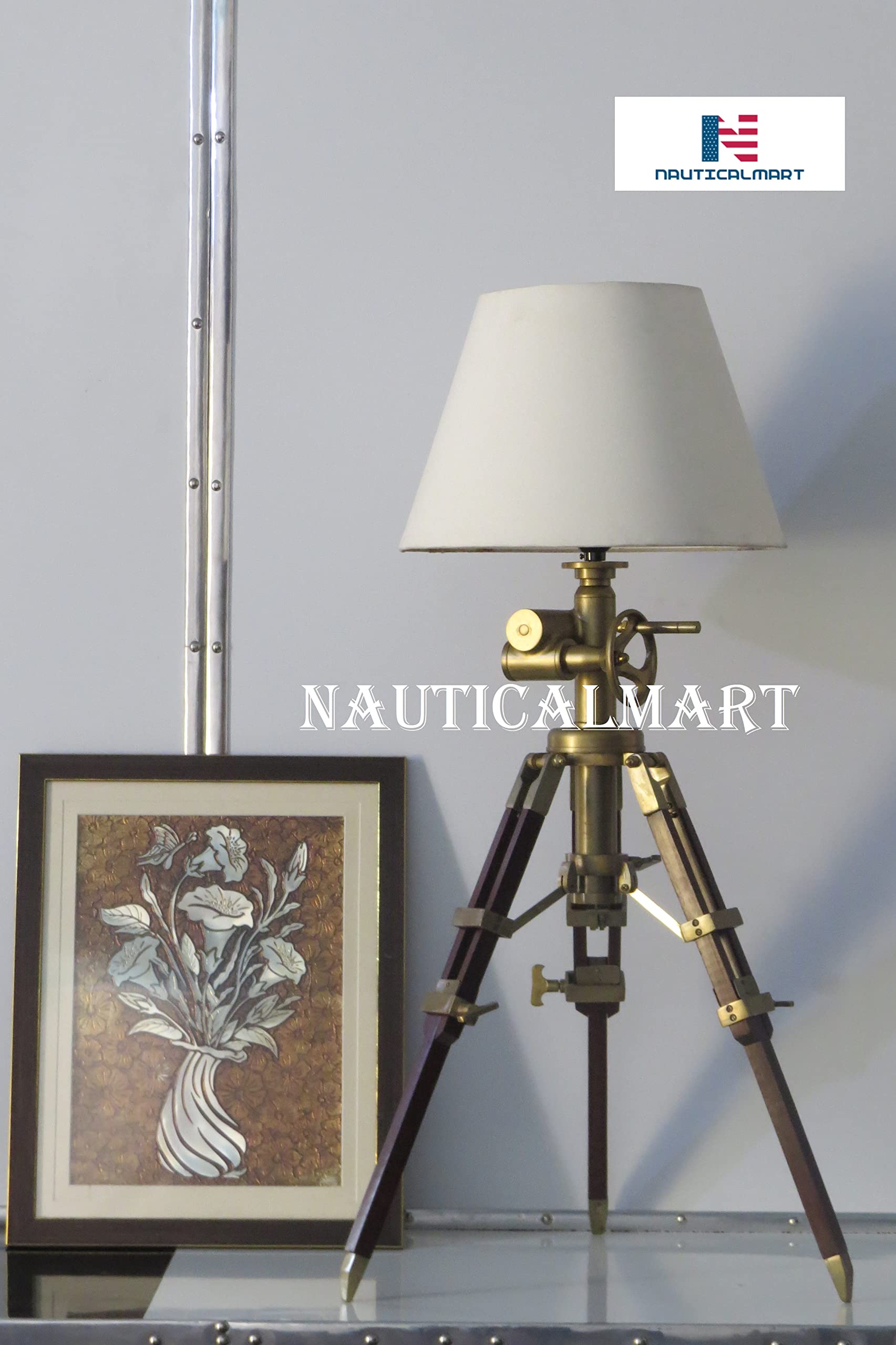 Royal Marine Tripod Table Lamp - Industrial Nautical Decor Desk Lamp for Bedroom, Living Room, Office & Dorm (Shade Not Included) | Perfect for Coastal Home Decor, Study Lighting & Nightstand Use