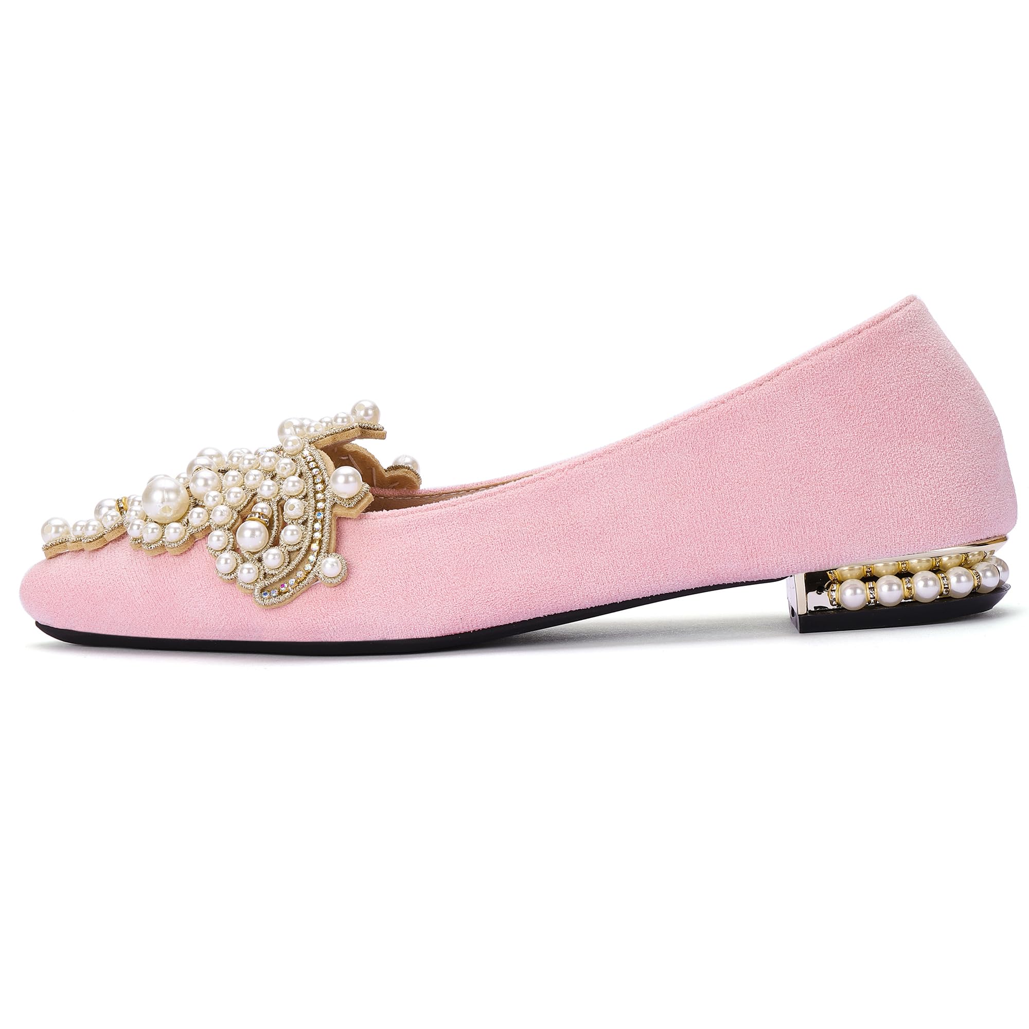 Sparkling Rhinestone Pointed Toe Ballet Flats for Women - Comfortable Slip On Low Heel Wedding Shoes | Perfect for Bridal Party, Prom, Evening Events & Office Wear