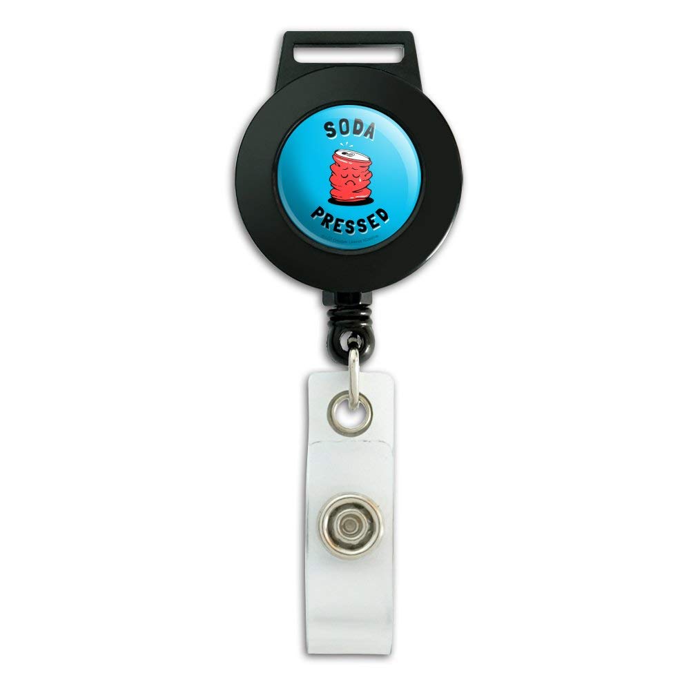 Funny Soda Pressed Pun Lanyard - Retractable ID Badge Holder for Work & Events