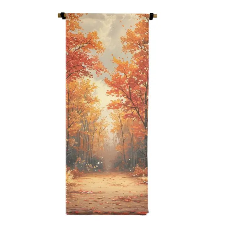 Autumn Woods Vertical Canvas Scroll - Handmade Nature Art for Home & Office Decor - Perfect for Living Room, Bedroom, and Gift Giving