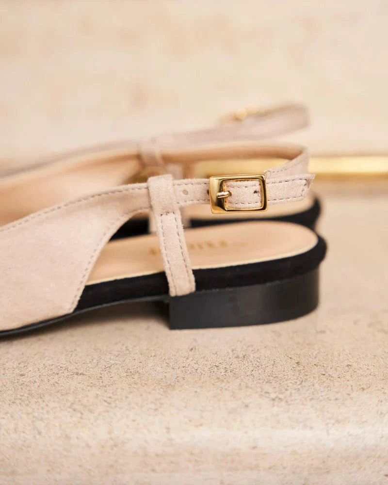 Hortense Vegan Recycled Grain Slingback Pumps for Women - Black & Beige | Comfortable & Stylish Heels for Work, Party & Wedding