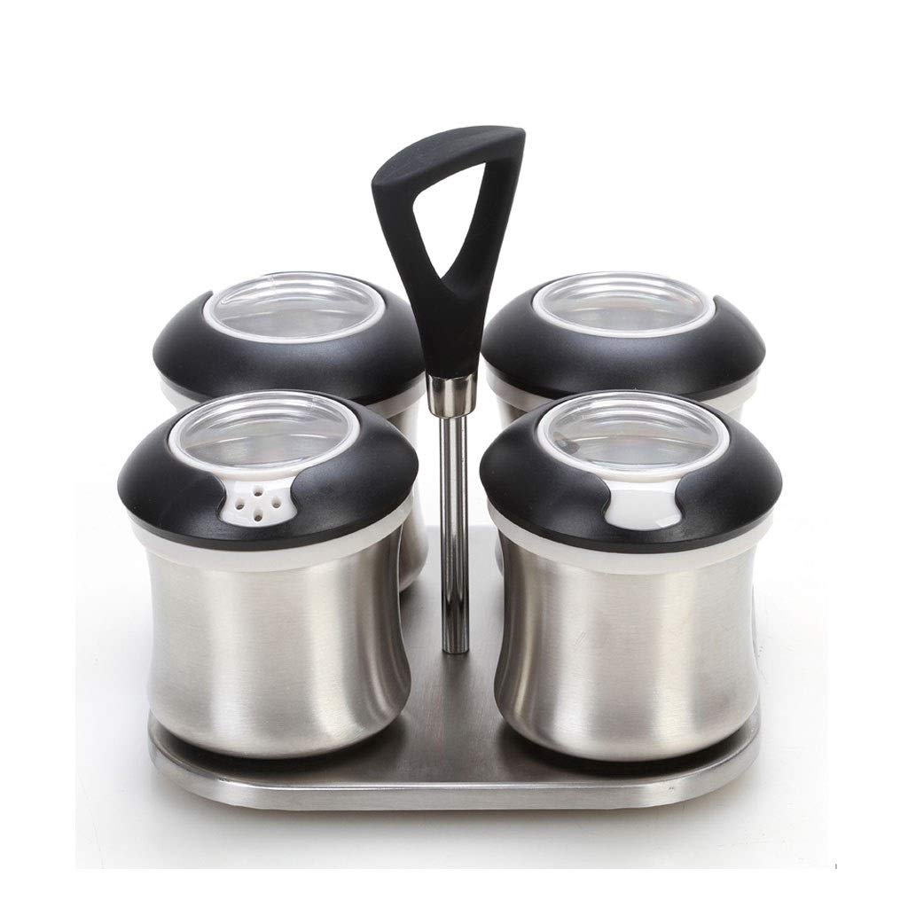 Premium 304 Stainless Steel Spice Jars with Spice Rack - Airtight Kitchen Seasoning Bottles for Salt, Pepper & Spices Storage | Perfect for Pantry Organization & Cooking Essentials
