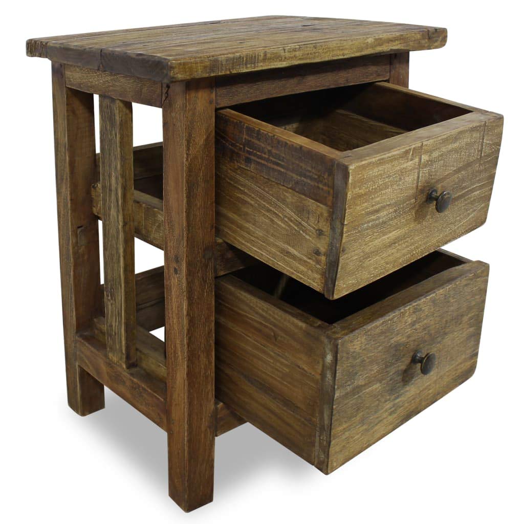 Reclaimed Wood Nightstand - Sturdy Bedside Table for Bedroom & Living Room - Rustic Night Stand with Storage Shelf - Perfect for Small Spaces, Apartments & Dorm Rooms