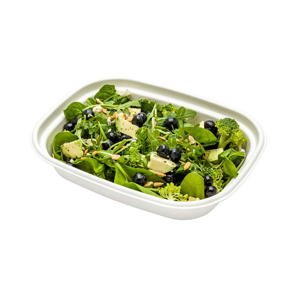 Eco-Friendly 48oz Bagasse Salad Bowls - 100-Pack Grease-Resistant, Microwavable & Sturdy with Reinforced Rim | Perfect for Restaurants, Takeout, Salads & Meal Prep | Lids Sold Separately