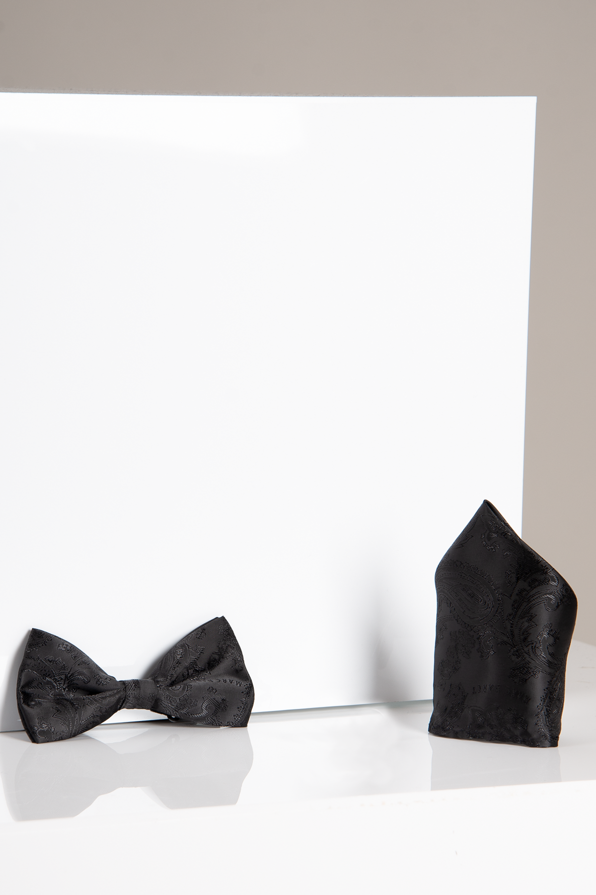 Stylish Black Paisley Bow Tie and Pocket Square Set for Men | MD PAISLEY | Perfect for Weddings, Prom & Formal Events