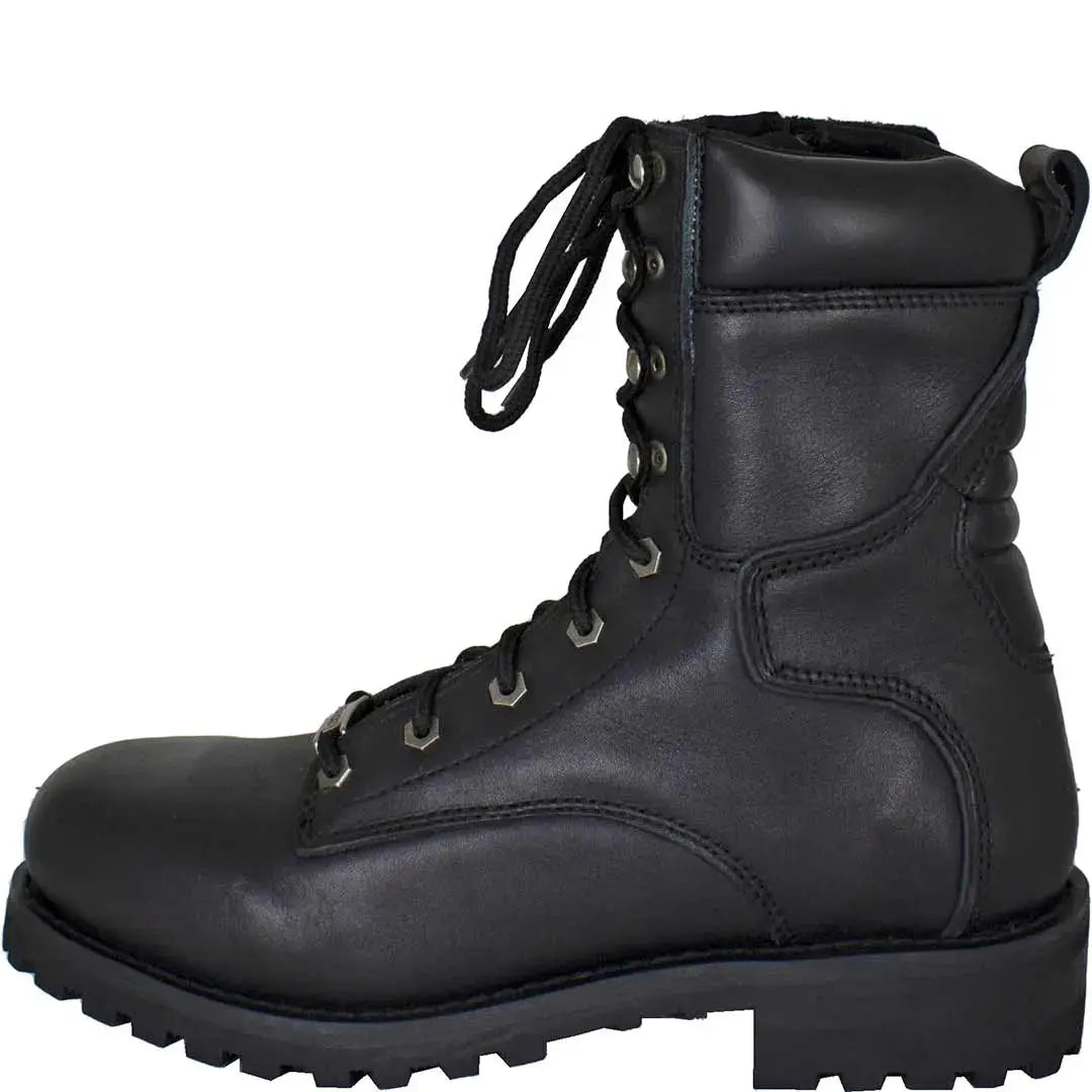 Open Road Men's 8 Quilted Motorcycle Boots - Waterproof Leather Riding Boots for Harley & Cruiser Bikes - Perfect for Long Distance Touring & Daily Commuting