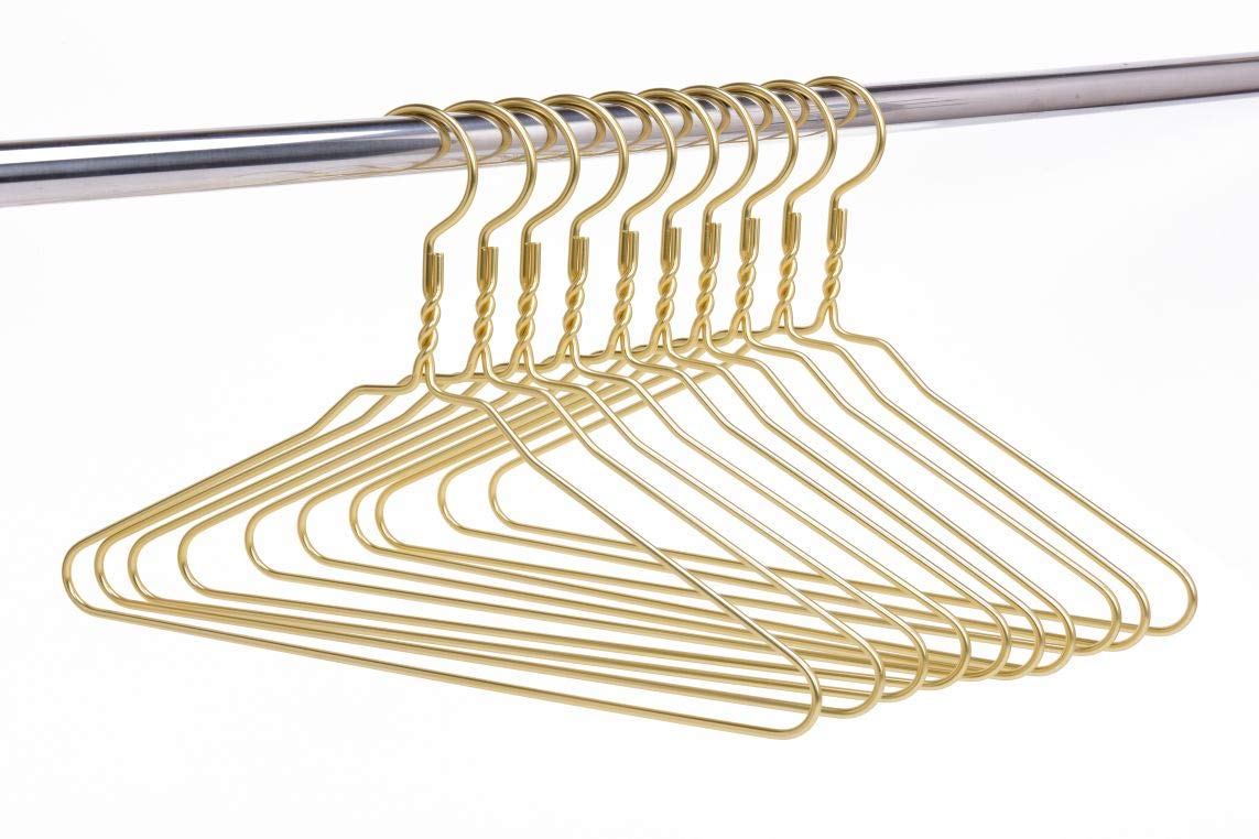 Premium 100-Pack Gold Aluminum Suit Hangers - Heavy Duty Metal Coat Hangers for Closet Organization, Luxury Garment Care & Retail Display (Gold Finish) - Perfect for Home, Hotel, Boutique & Commercial Use