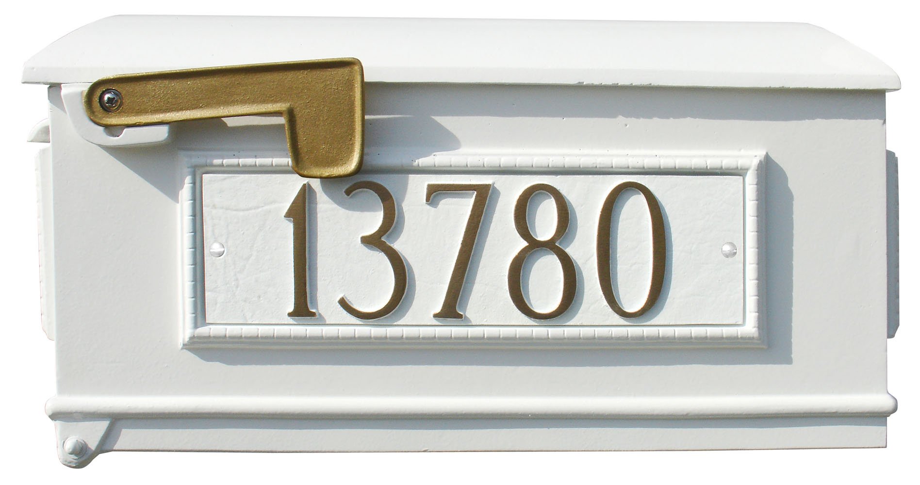 Lewiston Mailbox with Post - Fluted Base & Ball Finial - Includes 3 Address Plates - Bronze Finish - Perfect for Residential Driveways & Curb Appeal Enhancement