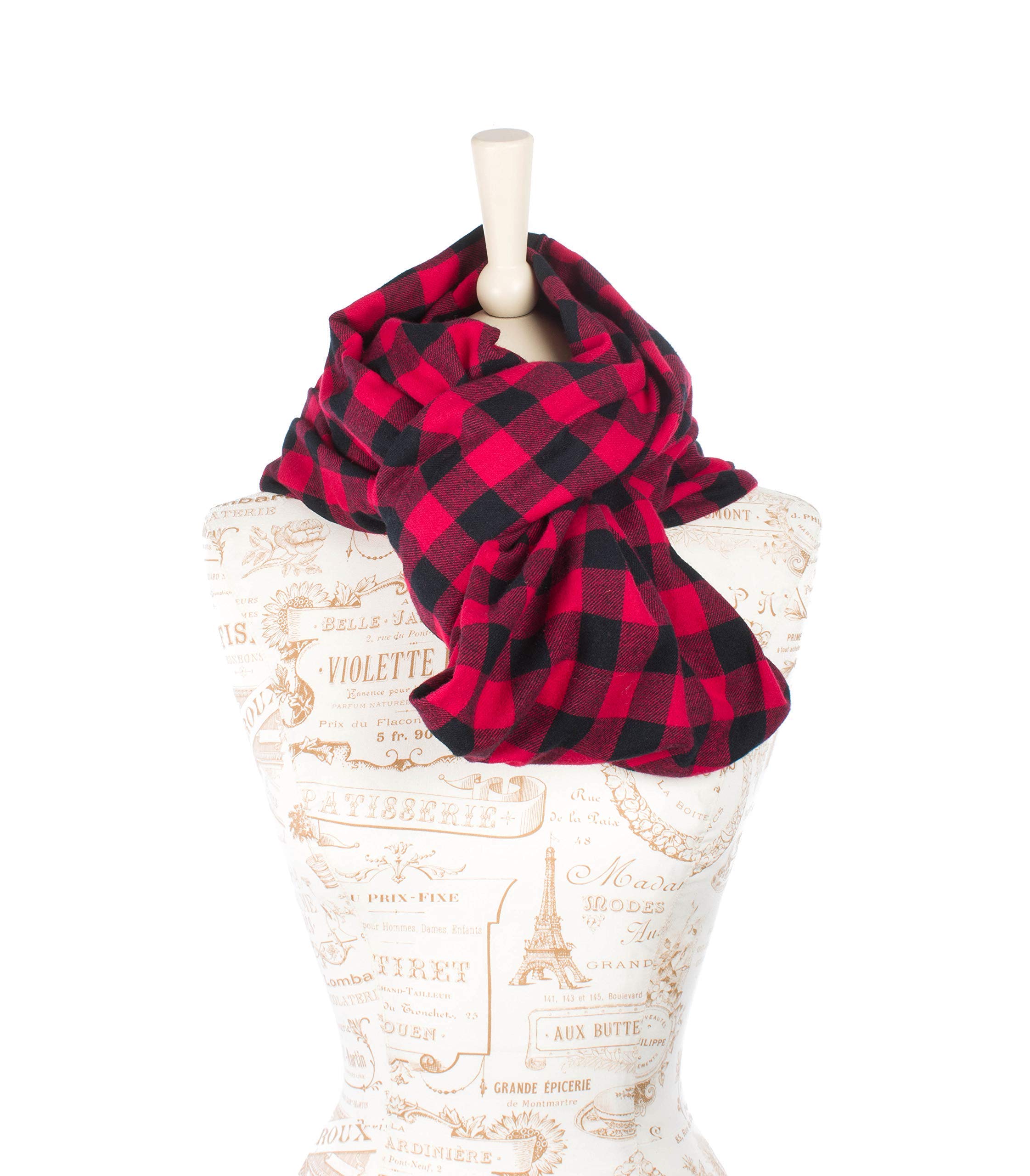 Warm Flannel Buffalo Plaid Infinity Scarf - Red & Black Checkered Pattern | Winter Fashion Accessory for Women & Men | Perfect for Cold Weather, Outdoor Activities & Holiday Gifts