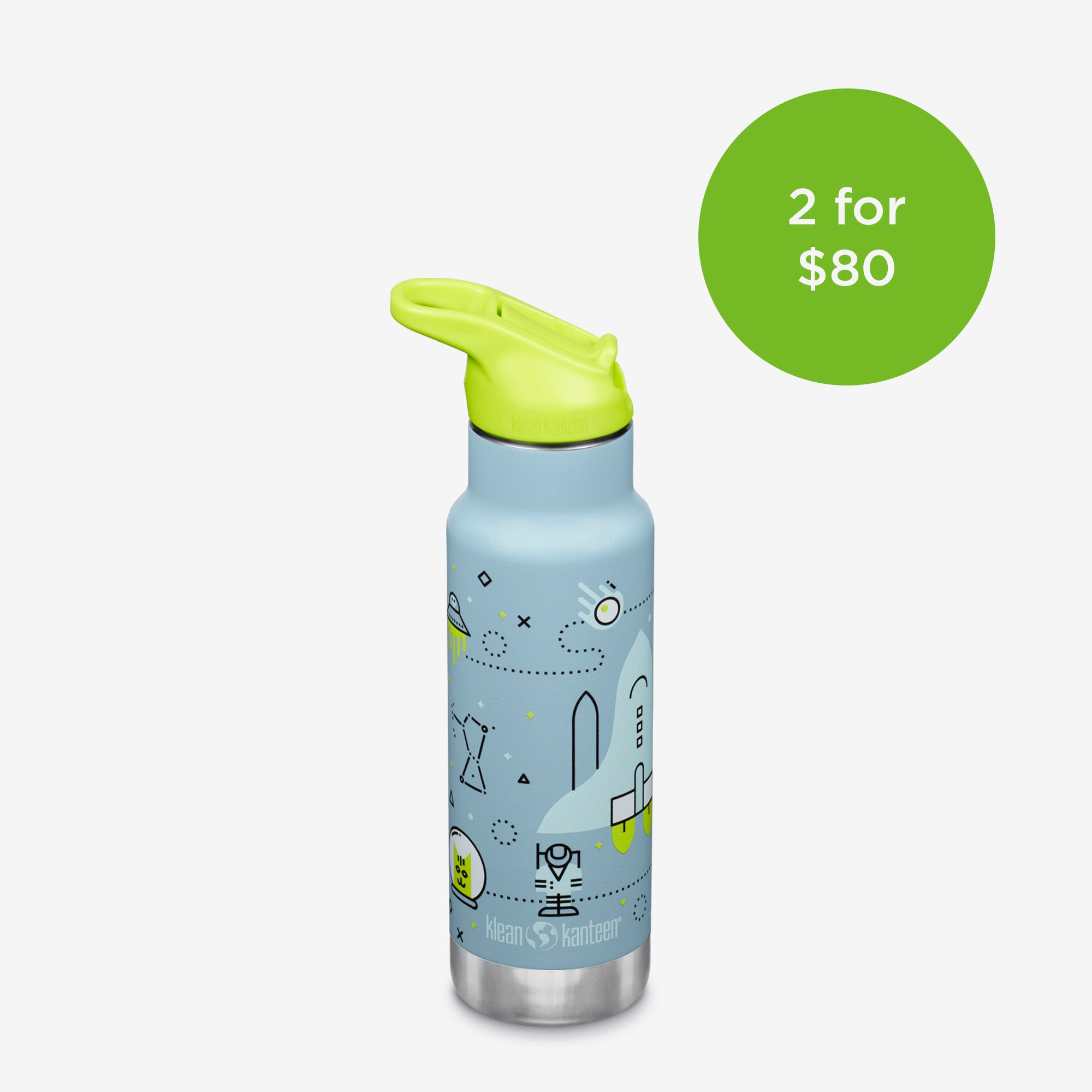 12 oz (355ml) Insulated Kids Water Bottle with Flip Top Lid - Leak Proof, BPA Free Stainless Steel Bottle for School, Sports & Outdoor Activities