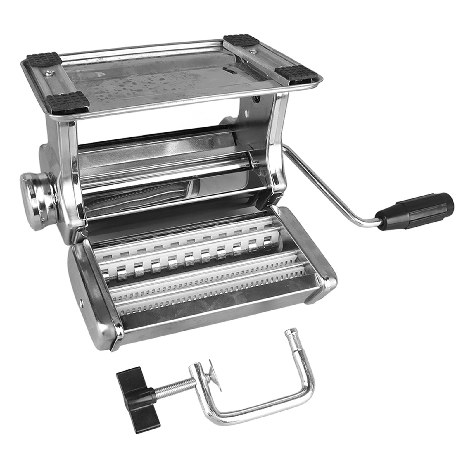 Stainless Steel Pasta Maker Machine - Hand Crank Noodle Maker with 7 Adjustable Thickness Settings (0.5-2.5mm) for Homemade Dumpling Wrappers, Spaghetti & Fettuccine | Perfect for Italian Cuisine & Asian Cooking