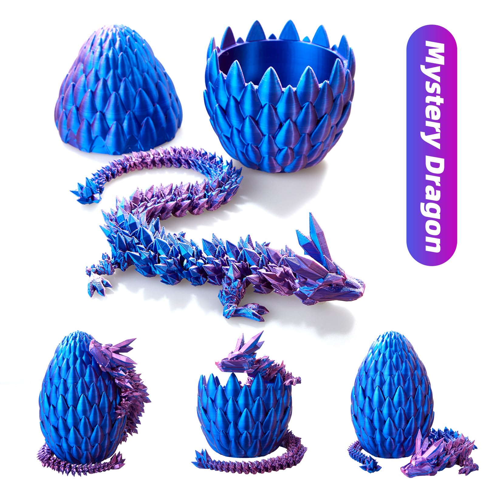 3D Printed Dragon Egg - 15 Inch Crystal Dragon Easter Surprise Egg | Fidget Toys for Stress Relief, Kids Gifts & Executive Home Office Decor | Perfect for Easter Celebrations, Birthday Presents and Fantasy Themed Room Decor