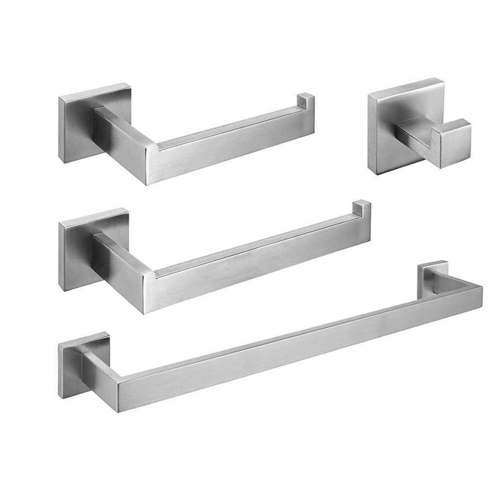 Premium Brushed Nickel Bathroom Hardware Set - Robe Hook, Towel Bar, Towel Ring & Toilet Paper Holder | Stainless Steel Bathroom Accessories for Modern Homes | Perfect for Bathroom Organization & Luxury Spa Experience