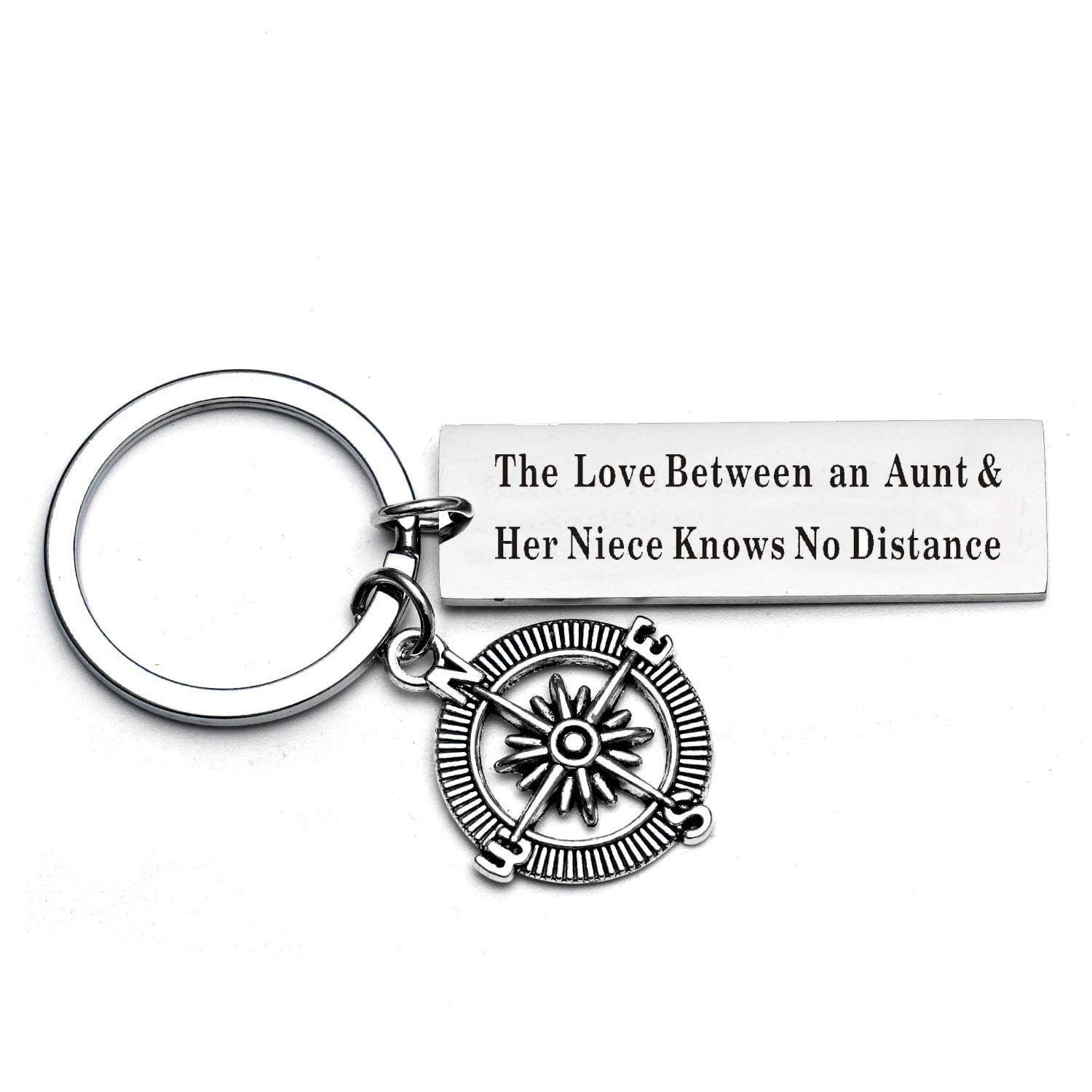 YEEQIN Aunt & Niece Keychain Gift Set - Heartwarming Keepsake for Aunts from Nieces - Perfect for Birthdays, Holidays & Long Distance Relationships - Engraved 'Love Knows No Distance' Jewelry