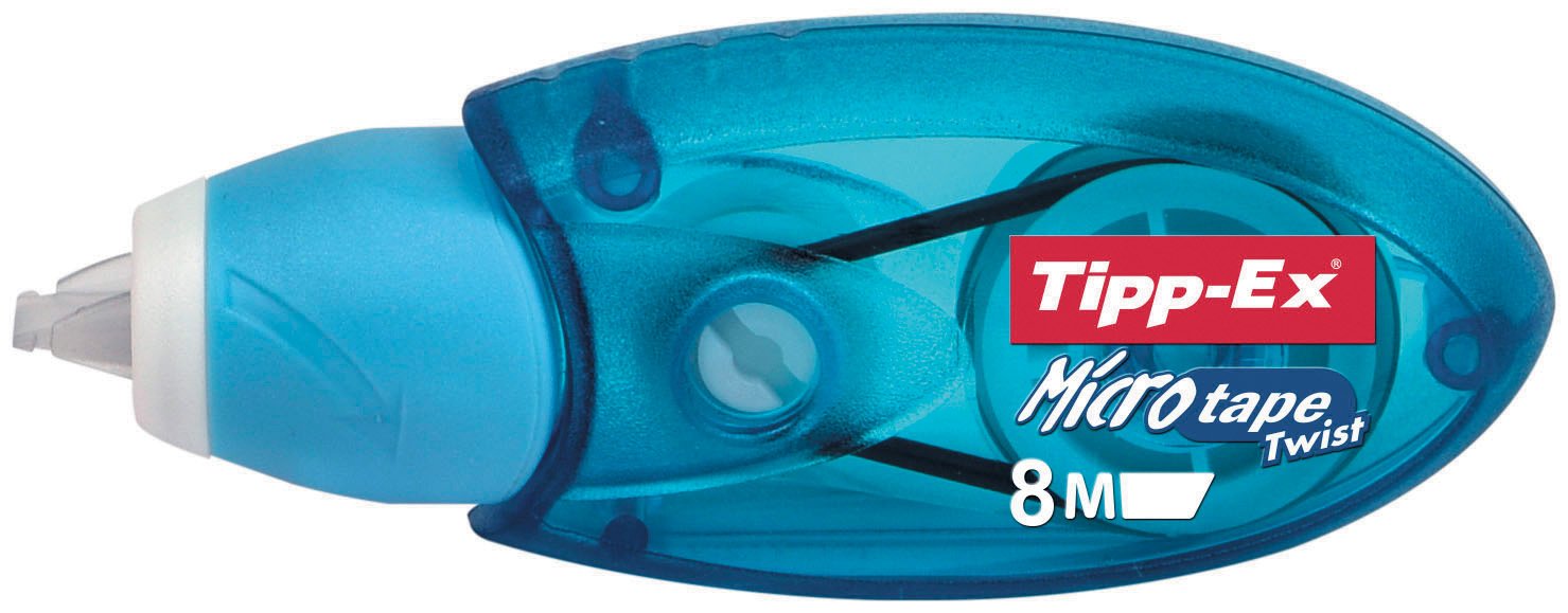 Bic 30025 Tipp-Ex Micro Tape Twist Correction Tape Dispenser - 5mm x 8m Mini Polyester Tape with Ergonomic Cap for Smooth Corrections | Perfect for Office, School & Home Use