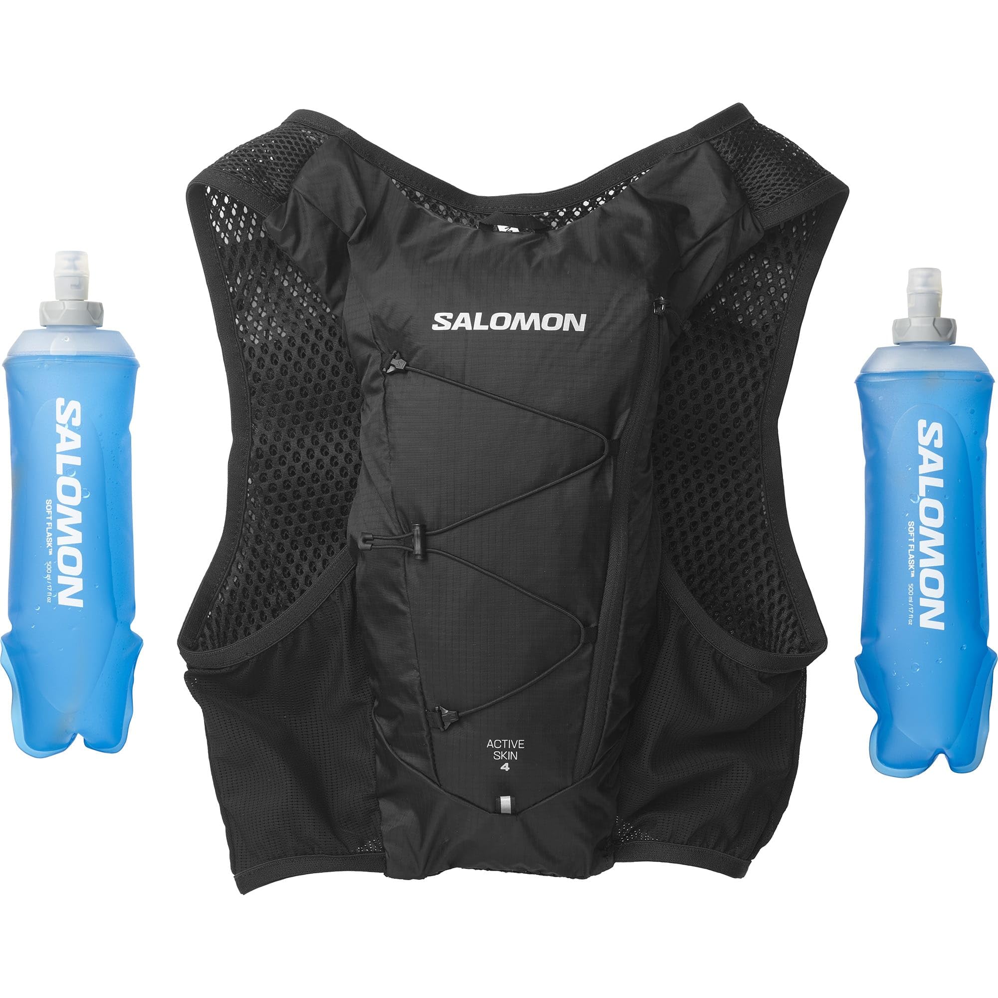 Salomon Active Skin 4 Unisex Hydration Vest - Lightweight Running Backpack with 500ml Soft Flasks for Trail Running, Hiking & Mountain Biking - Perfect for Outdoor Adventures & Endurance Sports