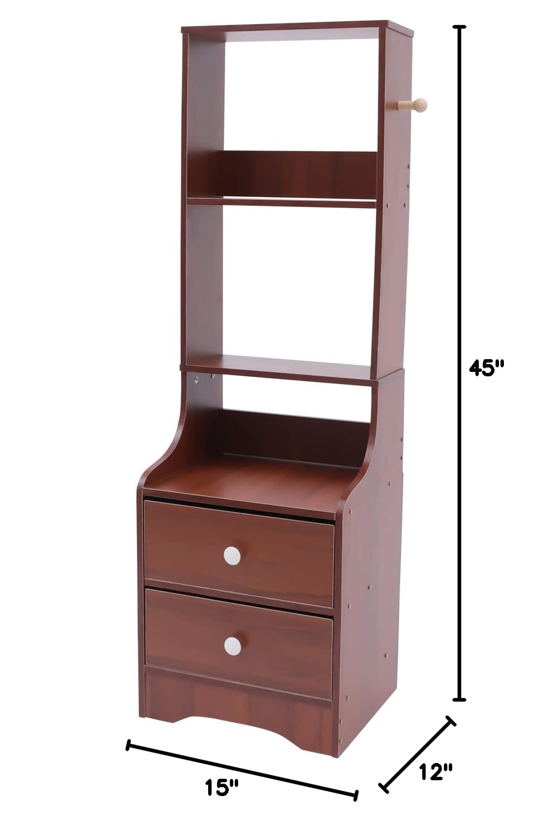 Modern Wooden Nightstand with 3 Drawers & Storage Shelf - Tall Bedside Table for Bedroom & Living Room - End Table with Wood Finish - Perfect for Storing Books, Lamps & Bedroom Essentials