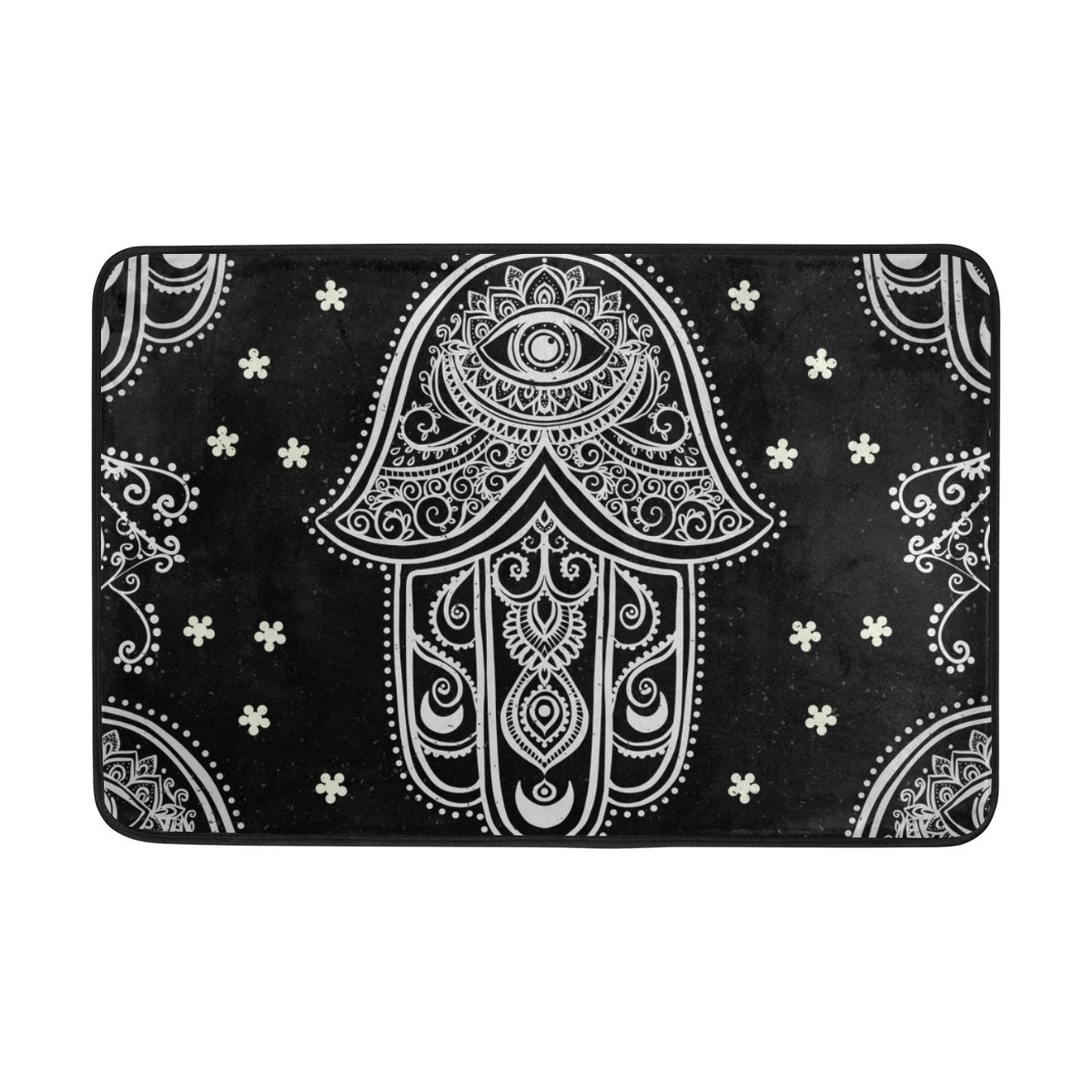 ALAZA Cooper Girl Hamsa Geometric Eye Doormat - Washable Non-Slip Entry Rug 23.6x15.7 Inches for Home, Apartment & Office Entrance - Boho Decor Floor Mat