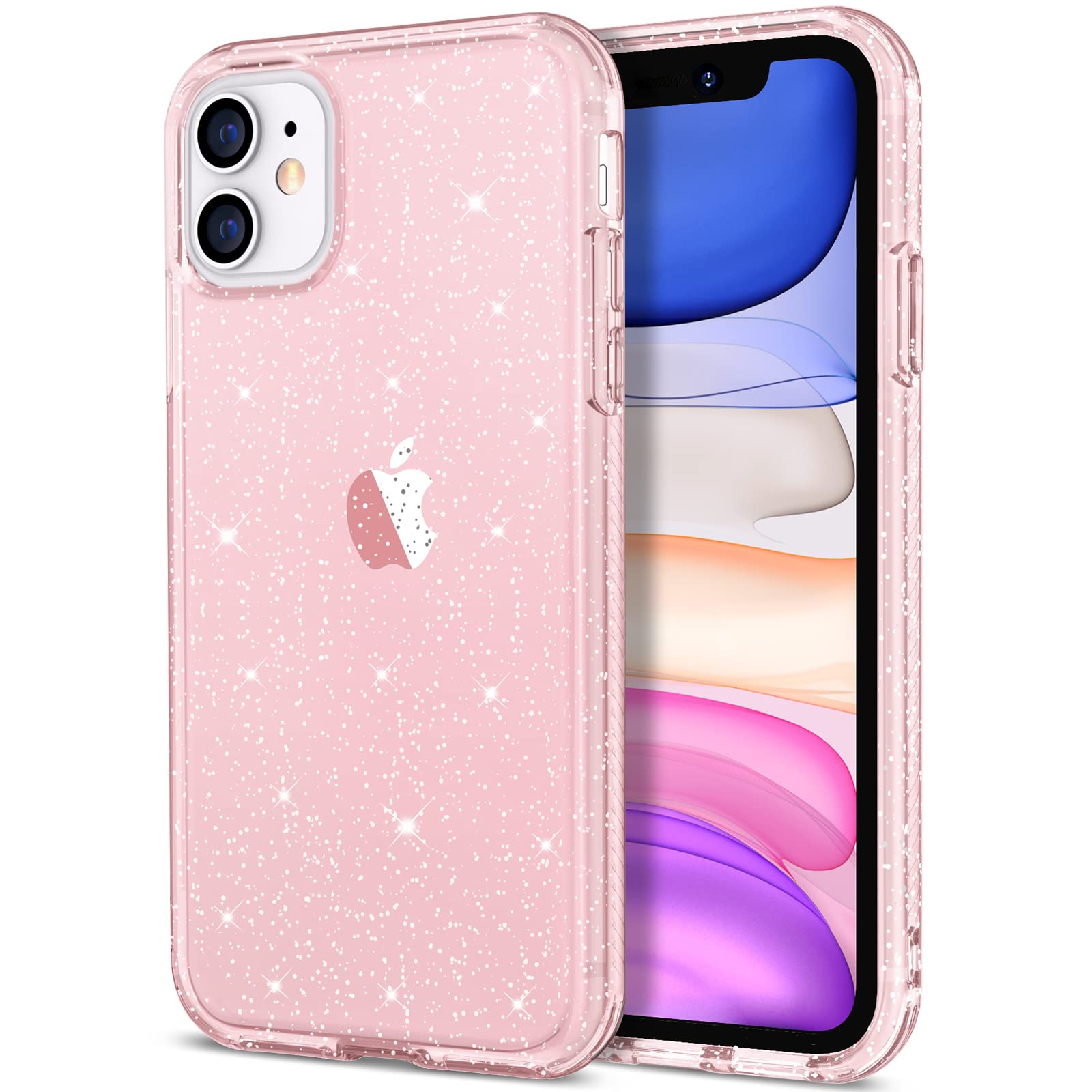 Hython Glitter iPhone 11 Case - Sparkly Clear Bling Cover with Anti-Scratch TPU, Slim Fit Shockproof Protection for Women & Girls | Perfect for Everyday Use, Parties & Gifts (Pink Glitter)