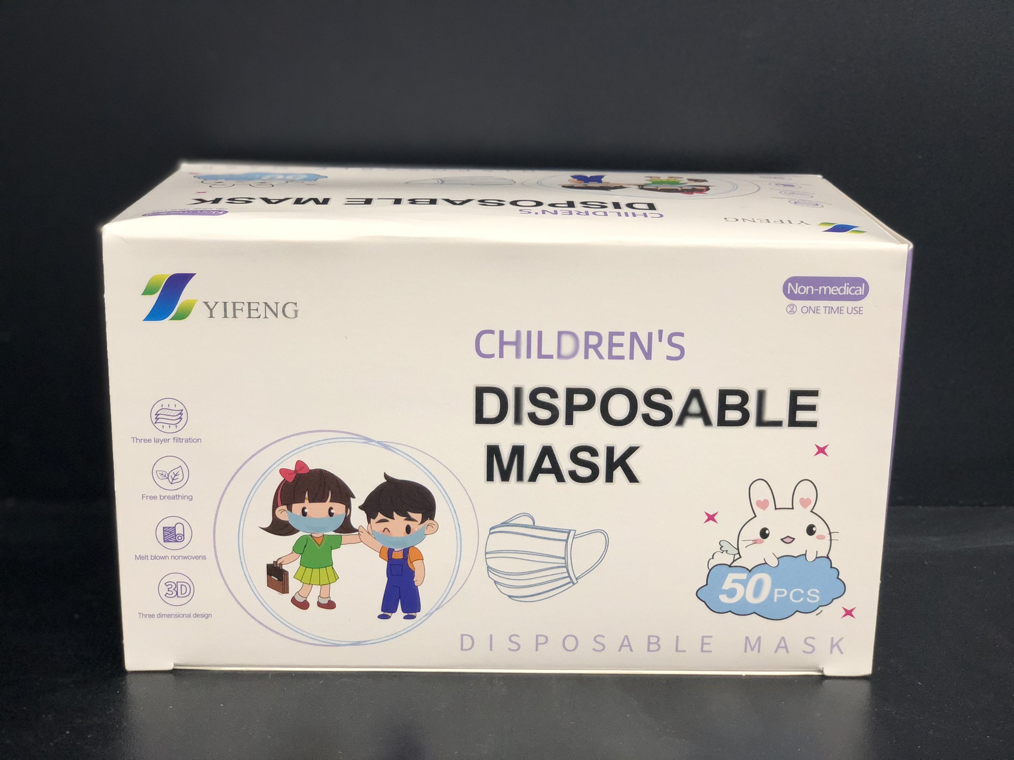 50-Pack Kids Disposable 3-Ply Face Masks - Soft Breathable Protection for School, Travel & Daily Activities