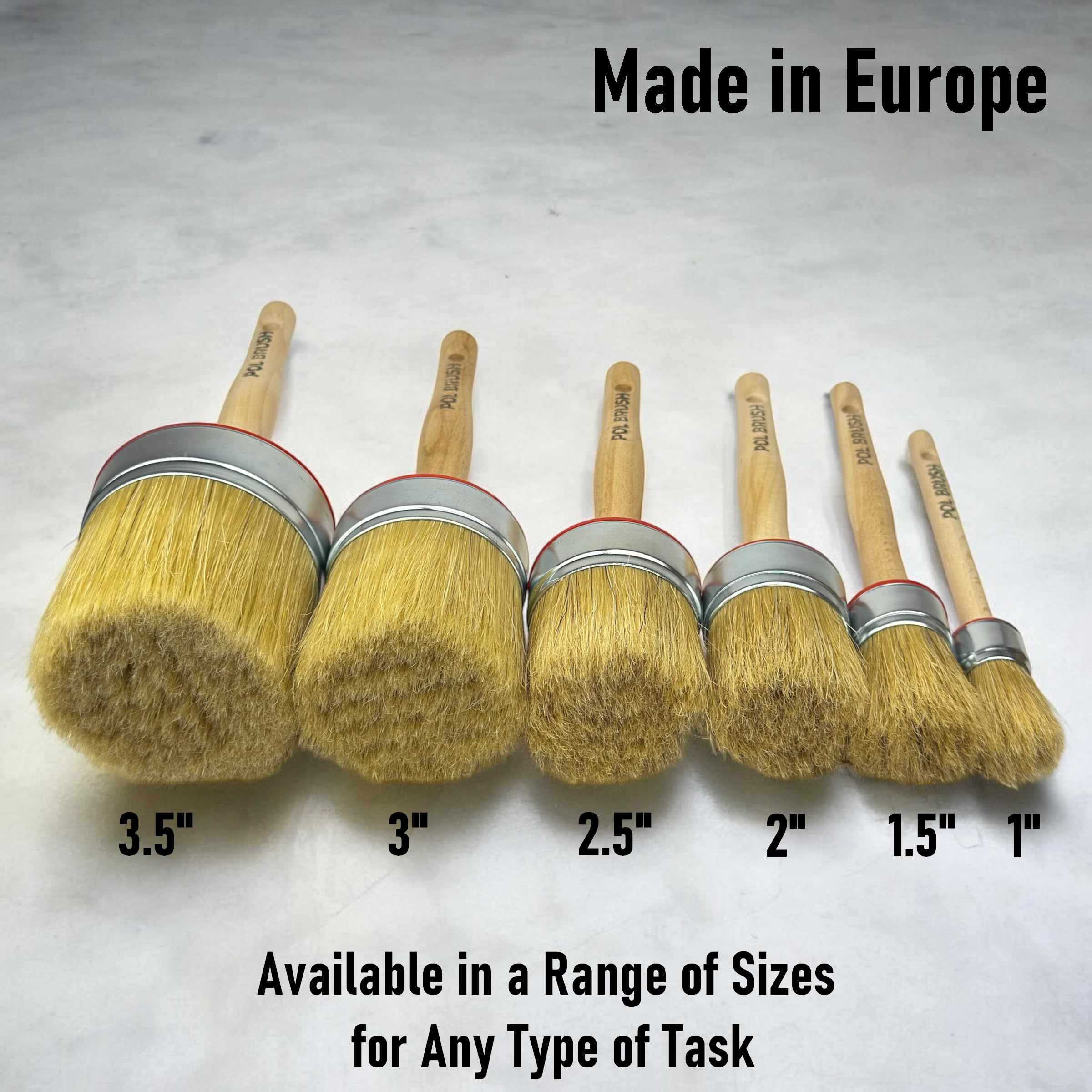 3 Inch Natural Bristle Round Paint Brush - Premium European Quality Chalk & Wax Brush for Wood, Walls, Furniture & Art - Perfect for Acrylic, Oil, Stain, Latex & DIY Home Painting Projects - Ideal for Furniture Restoration, Wall Stenciling & Craft Painting