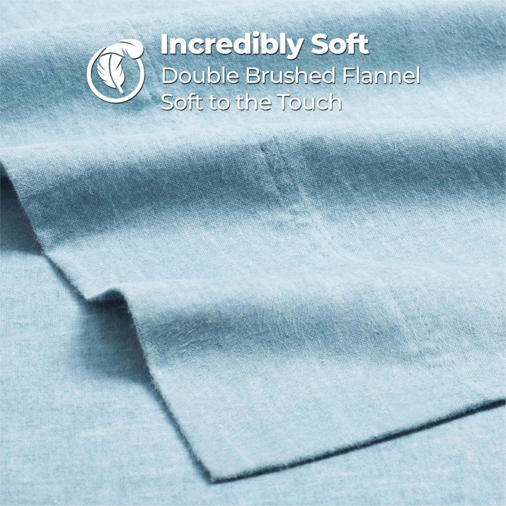 Premium Melange Flannel Cotton Two-Toned Brushed Deep Pocket Sheet Set - Ultra Soft & Cozy for Winter Nights, Perfect for Bedroom Comfort & Warmth