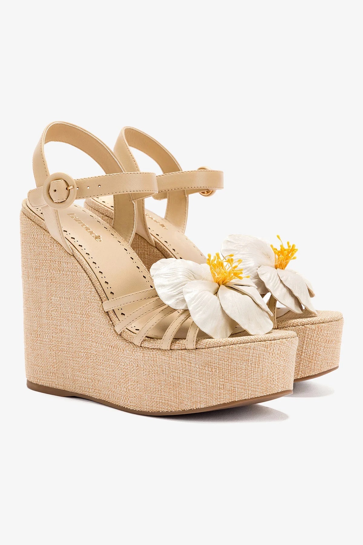 Magnolia Wedge Sandals in Ivory Leather - Comfortable Women's Casual Shoes for Summer Outfits & Beach Wear