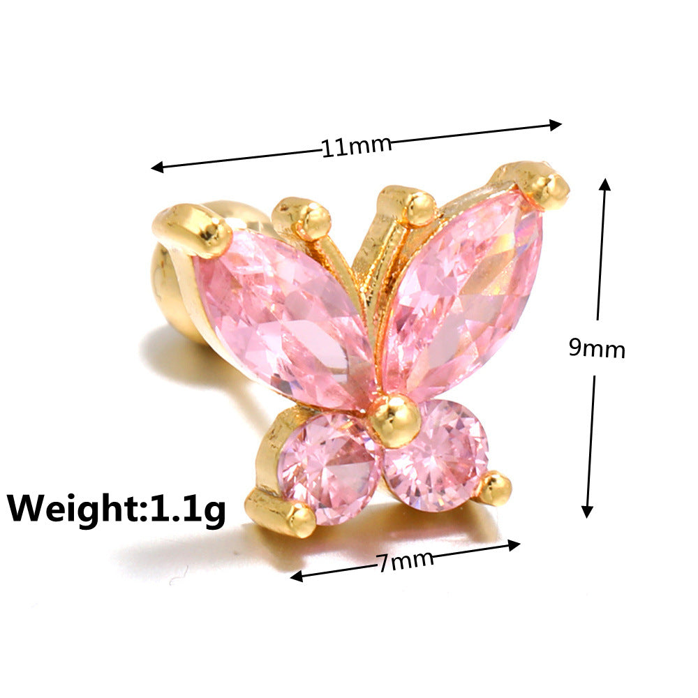 20G Butterfly Hypoallergenic Barbell Daith Stud Piercings - Surgical Steel Earrings for Sensitive Ears | Perfect for Cartilage, Helix & Tragus Piercing Jewelry | EGD0200