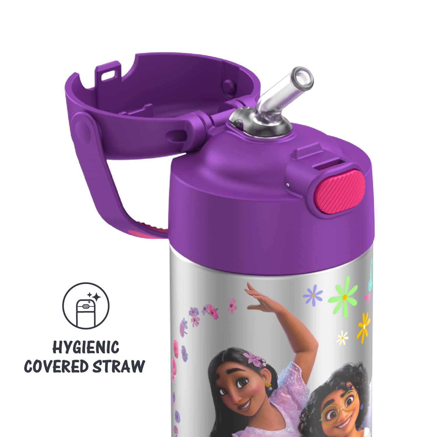 Thermos Funtainer 12oz Stainless Steel Vacuum Insulated Kids Water Bottle with Straw - Encanto & Frozen 2 Designs Bundle | Leakproof for School, Travel & Outdoor Activities