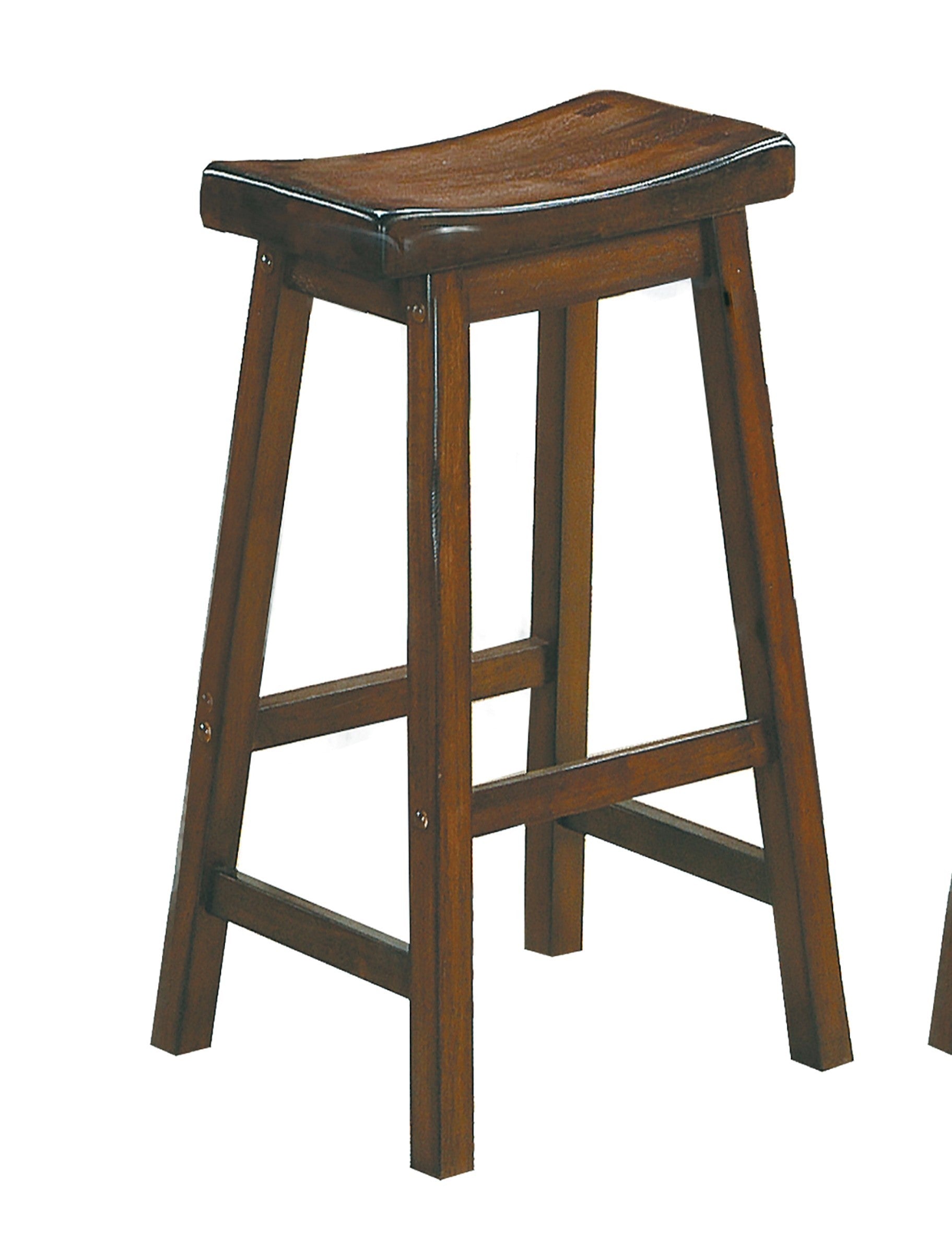 29 Inch Bar Height Stools Set of 2 - Solid Wood Saddle Seat Stools with Cherry Finish - Perfect for Kitchen Island, Breakfast Bar & Casual Dining Room Furniture