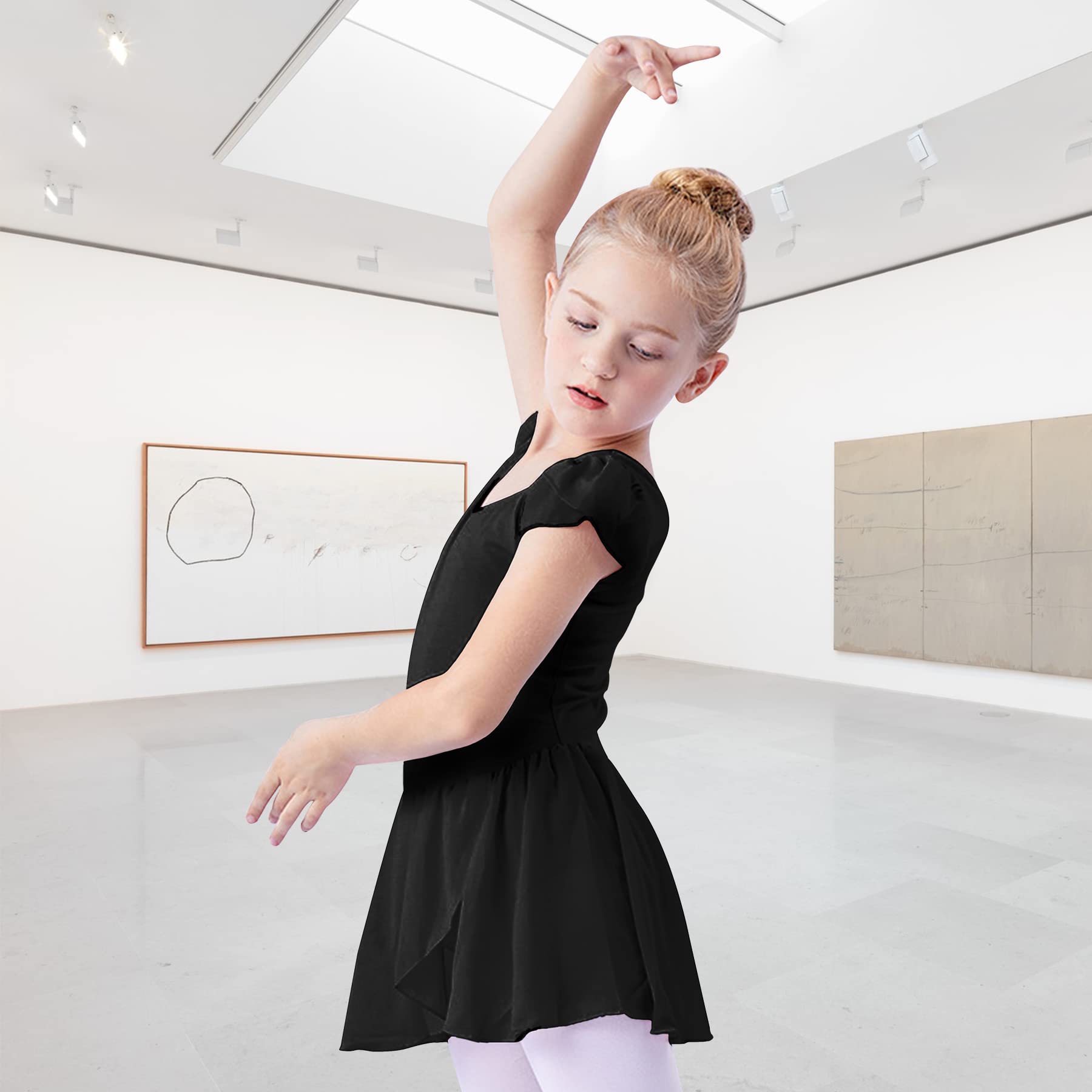 Zando Girls Ballet Leotard with Tulle Skirt - Short Sleeve Gymnastics Leotard for Toddlers & Kids - Perfect for Dance Class, Recitals & Ballet Performances