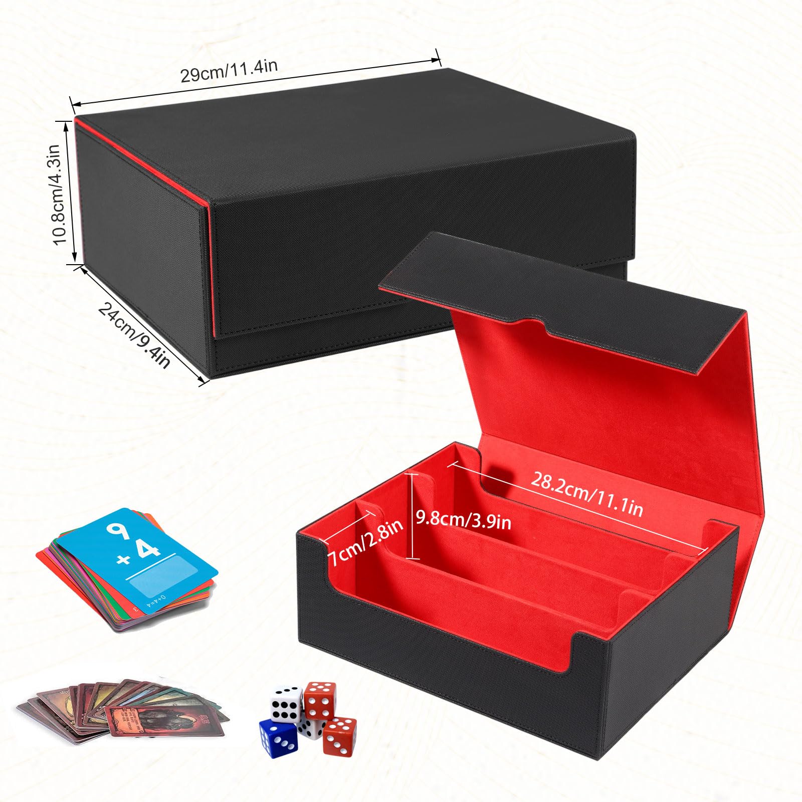 LIFEJXWEN MTG Commander Deck Box - Holds 1800+ Trading Cards, Includes 8 Dividers for Magic Commander TCG - Perfect for Card Storage, Organization & Travel
